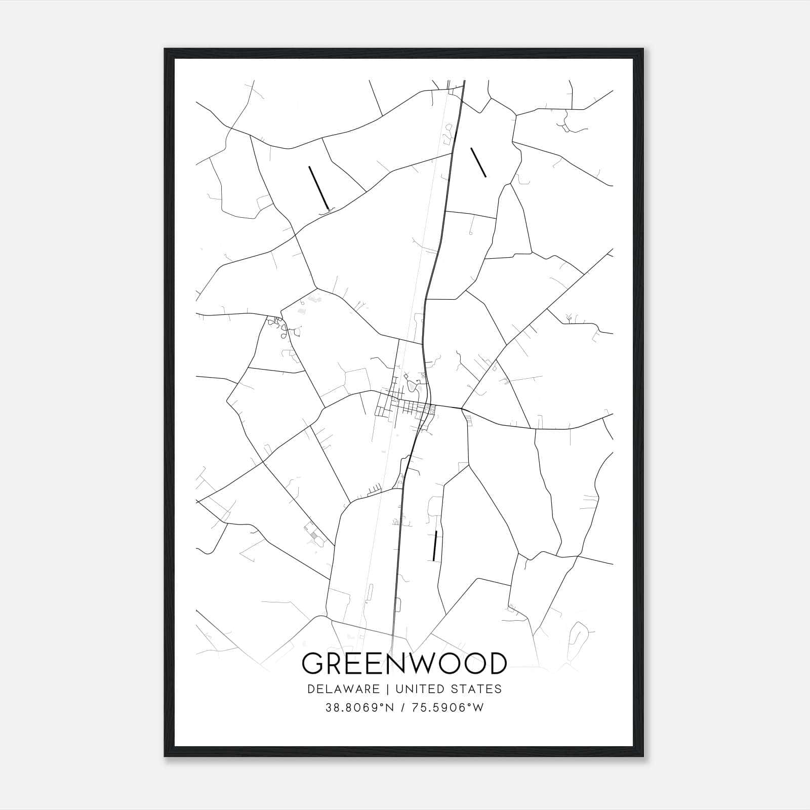 Greenwood Delaware Map Poster, Modern Home Decor Wall Art Print Greenwood Delaware Map Poster, Modern Home Decor Wall Art Print