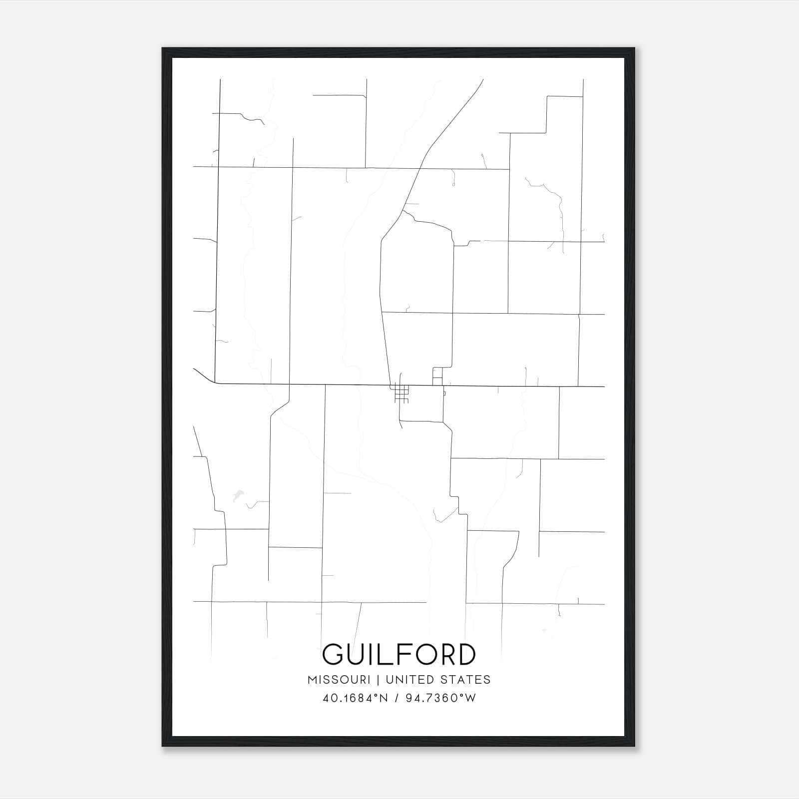 Guilford Missouri Map Poster, Modern Home Decor Wall Art Print Guilford Missouri Map Poster, Modern Home Decor Wall Art Print