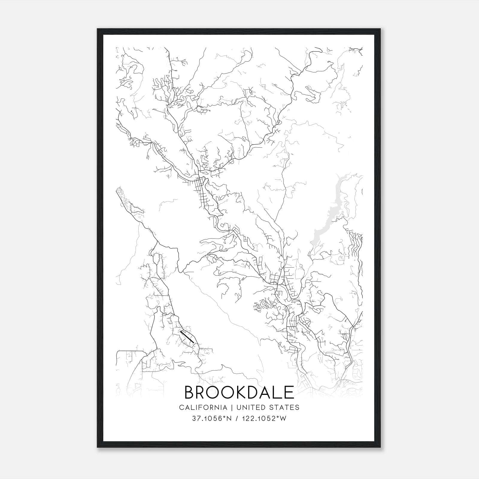Brookdale California Map Poster, Modern Home Decor Wall Art Print Brookdale California Map Poster, Modern Home Decor Wall Art Print