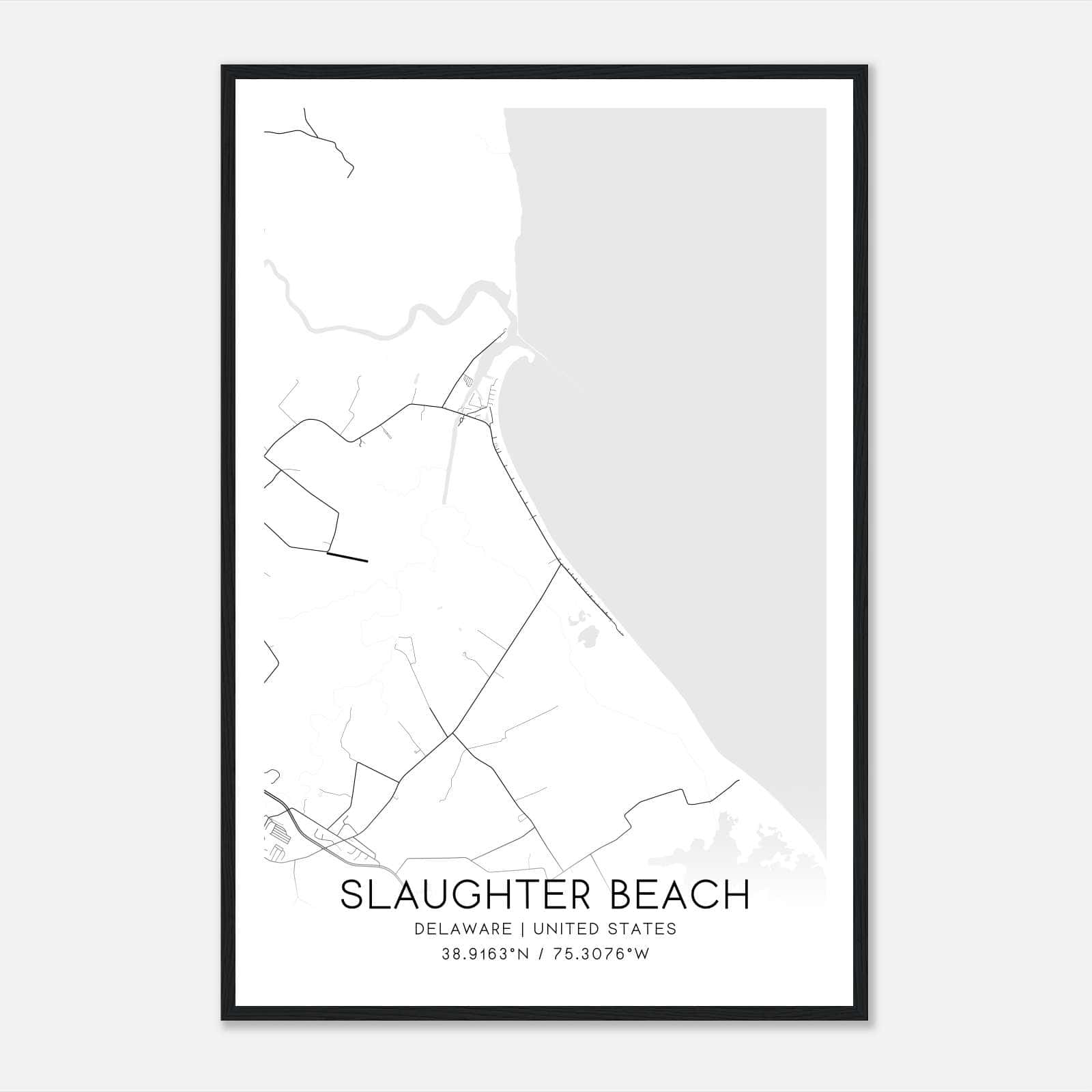 Slaughter Beach Delaware Map Poster, Modern Home Decor Wall Art Print Slaughter Beach Delaware Map Poster, Modern Home Decor Wall Art Print