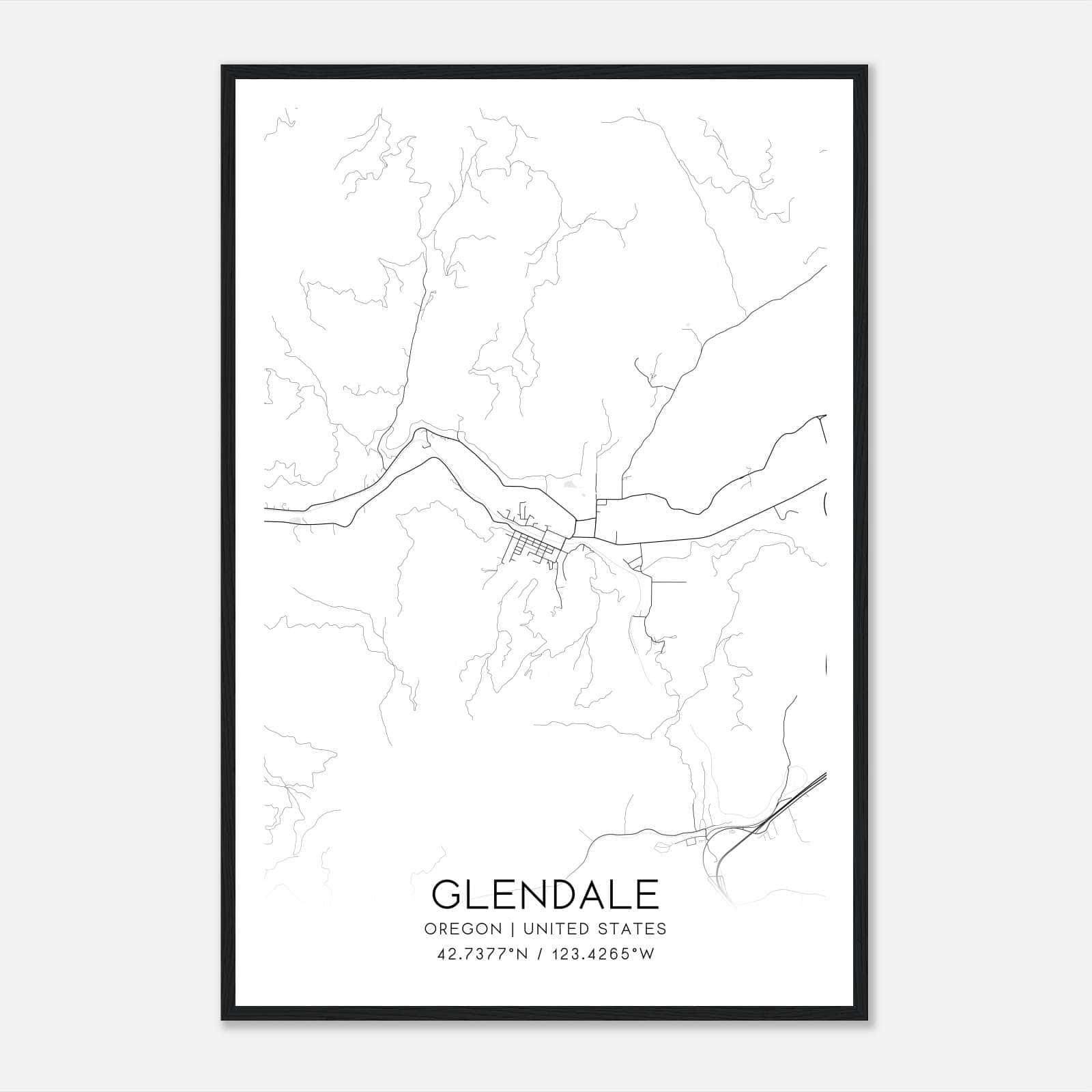 Glendale Oregon Map Poster, Modern Home Decor Wall Art Print Glendale Oregon Map Poster, Modern Home Decor Wall Art Print