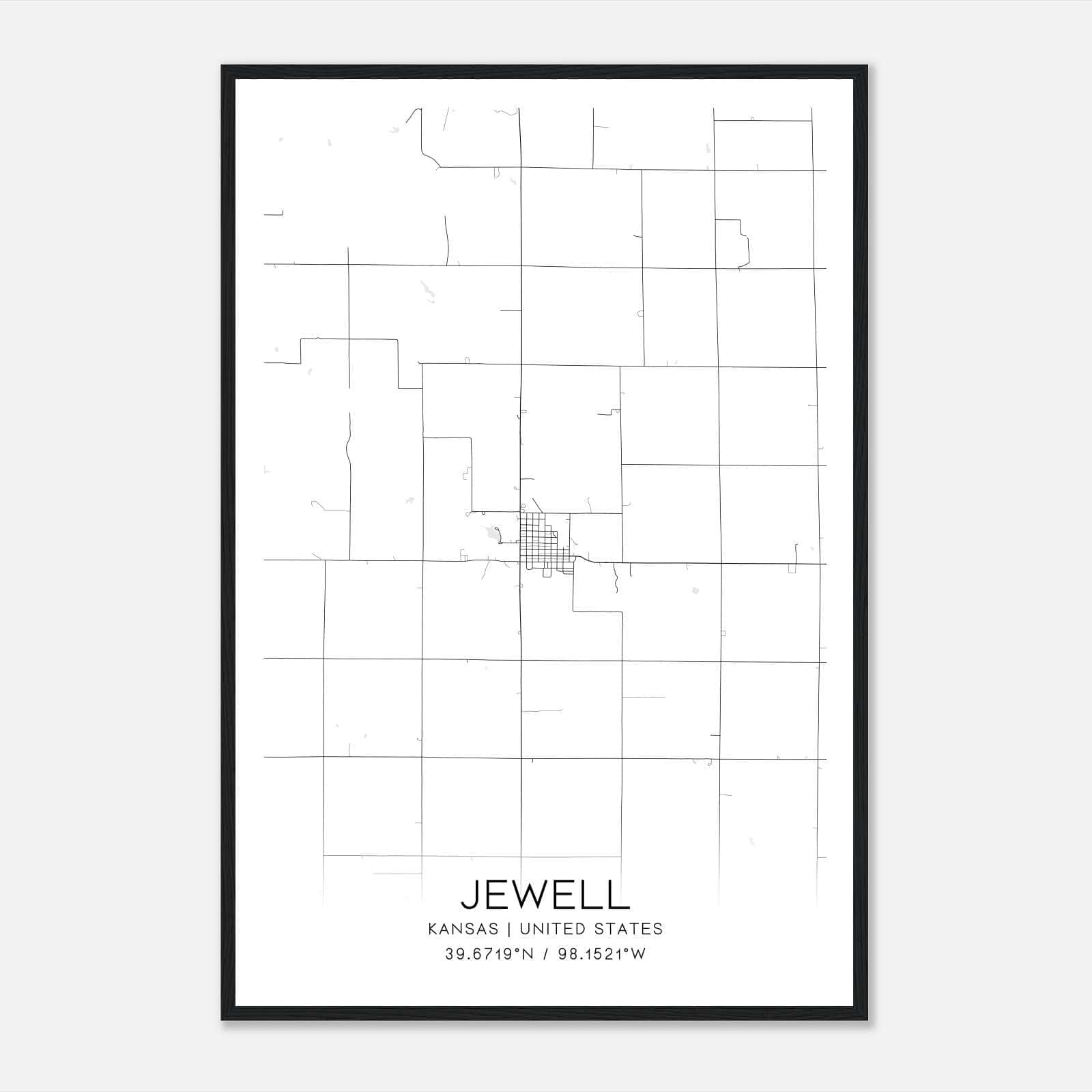 Jewell Kansas Map Poster, Modern Home Decor Wall Art Print Jewell Kansas Map Poster, Modern Home Decor Wall Art Print