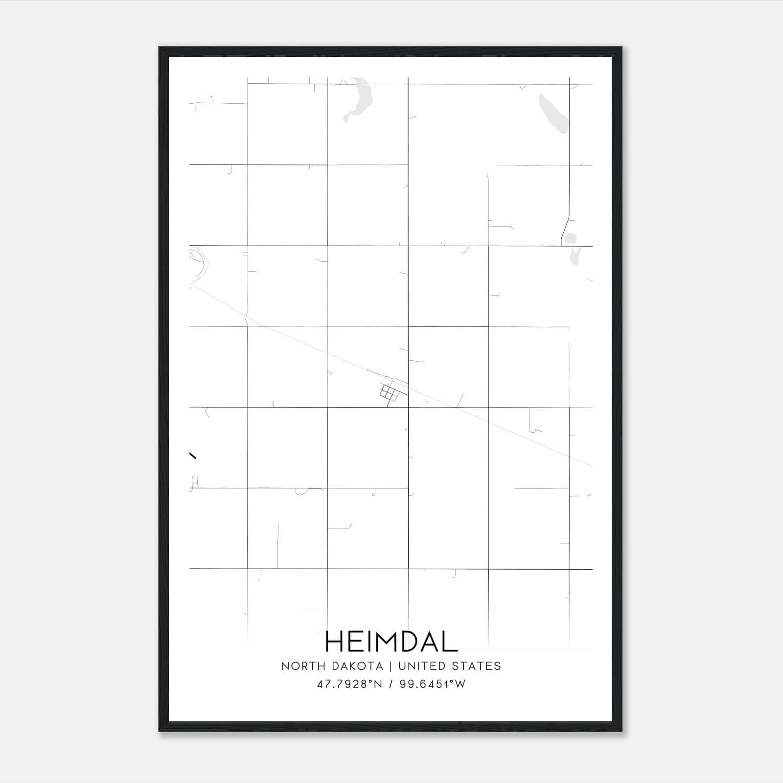 Heimdal North Dakota Map Poster, Modern Home Decor Wall Art Print Heimdal North Dakota Map Poster, Modern Home Decor Wall Art Print