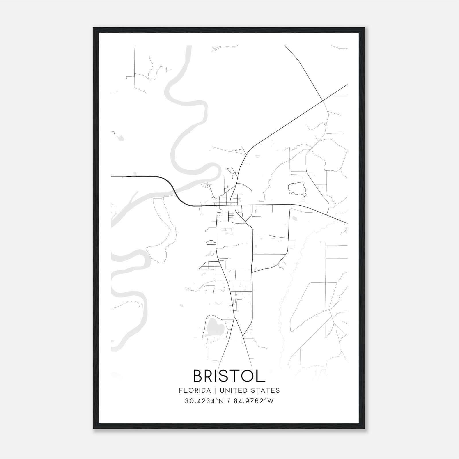 Bristol Florida Map Poster, Modern Home Decor Wall Art Print Bristol Florida Map Poster, Modern Home Decor Wall Art Print