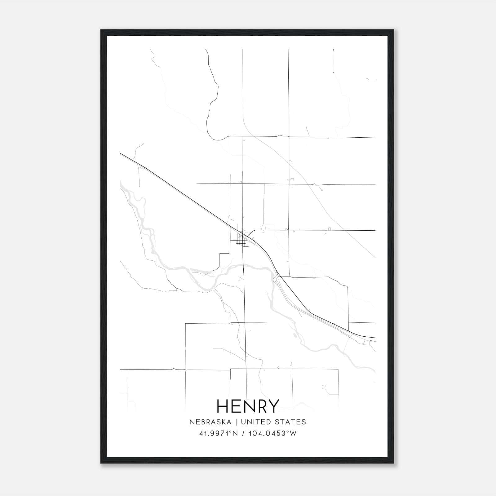 Henry Nebraska Map Poster, Modern Home Decor Wall Art Print Henry Nebraska Map Poster, Modern Home Decor Wall Art Print