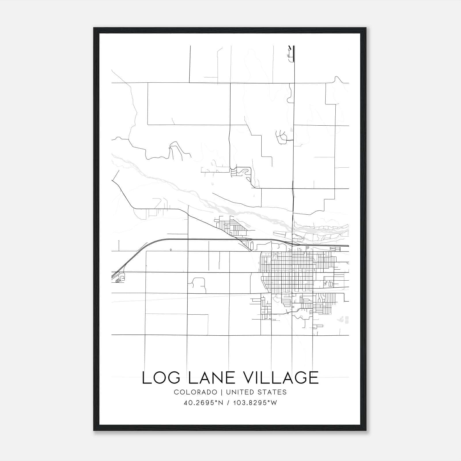 Log Lane Village Colorado Map Poster, Modern Home Decor Wall Art Print Log Lane Village Colorado Map Poster, Modern Home Decor Wall Art Print
