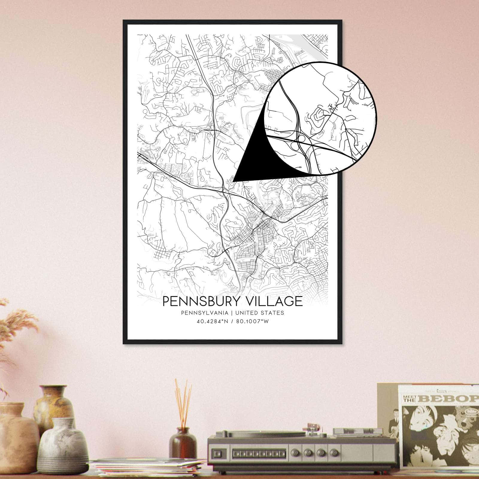 Deerfield Kansas Map Poster, Modern Home Decor Wall Art Print (Copy)