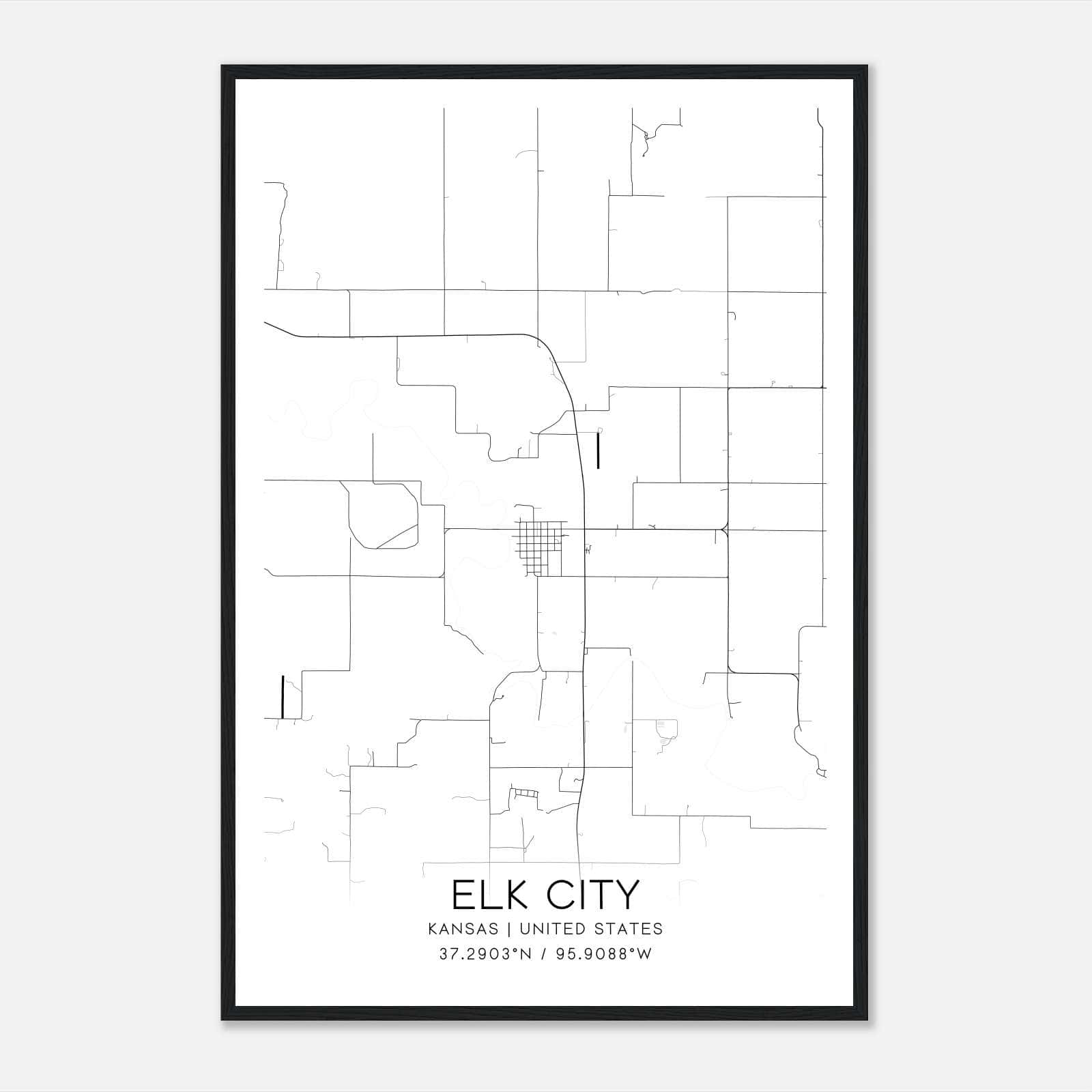 Elk City Kansas Map Poster, Modern Home Decor Wall Art Print Elk City Kansas Map Poster, Modern Home Decor Wall Art Print