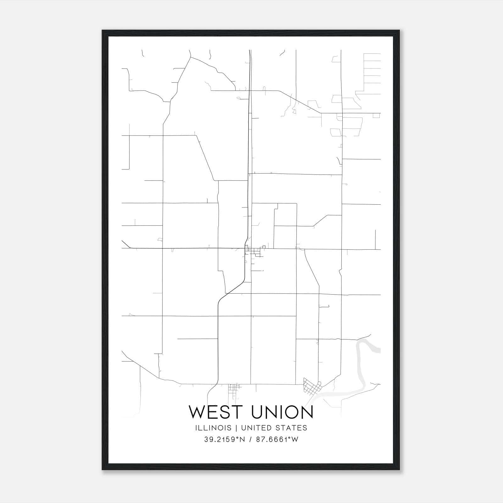 West Union Illinois Map Poster, Modern Home Decor Wall Art Print West Union Illinois Map Poster, Modern Home Decor Wall Art Print