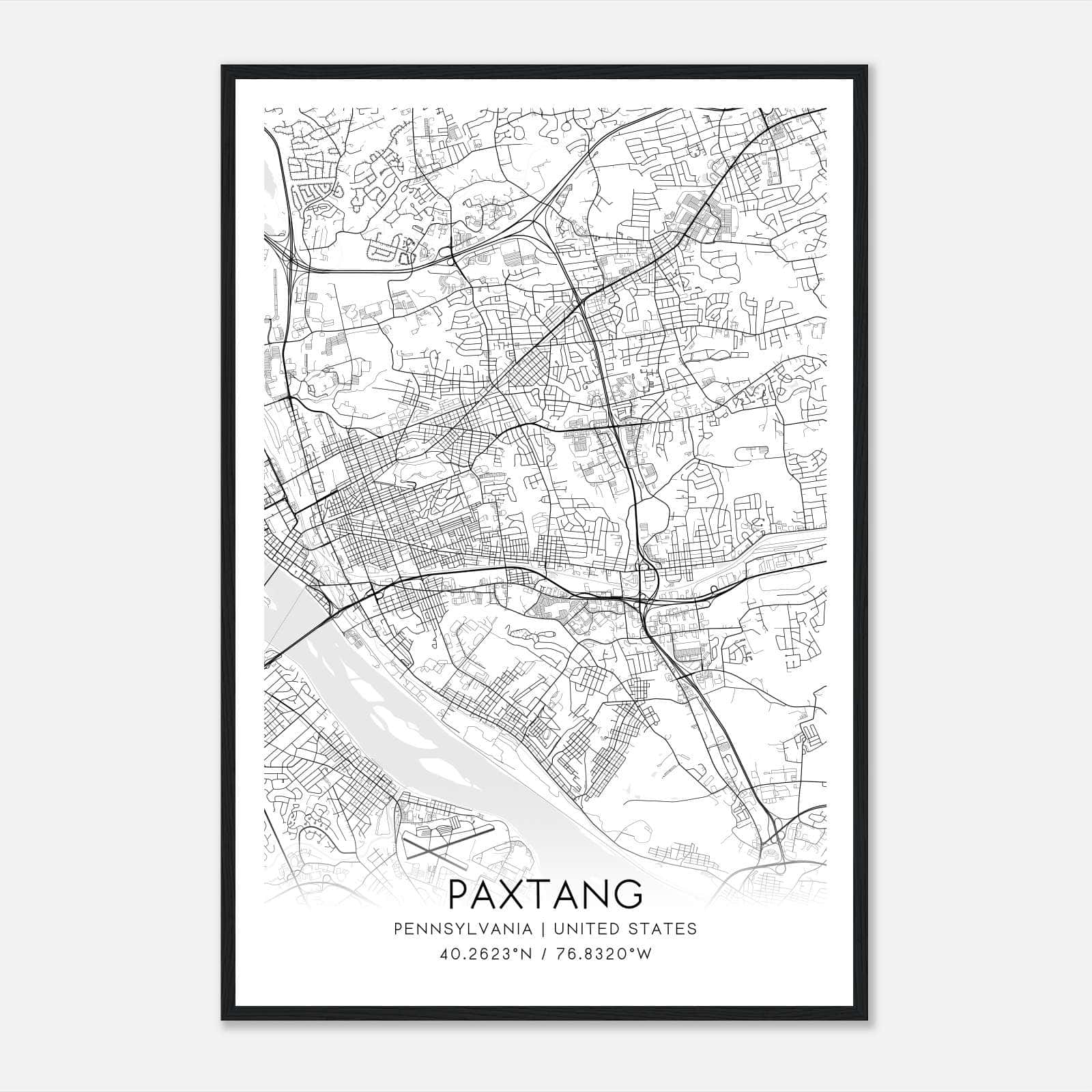 Paxtang Pennsylvania Map Poster, Modern Home Decor Wall Art Print Paxtang Pennsylvania Map Poster, Modern Home Decor Wall Art Print