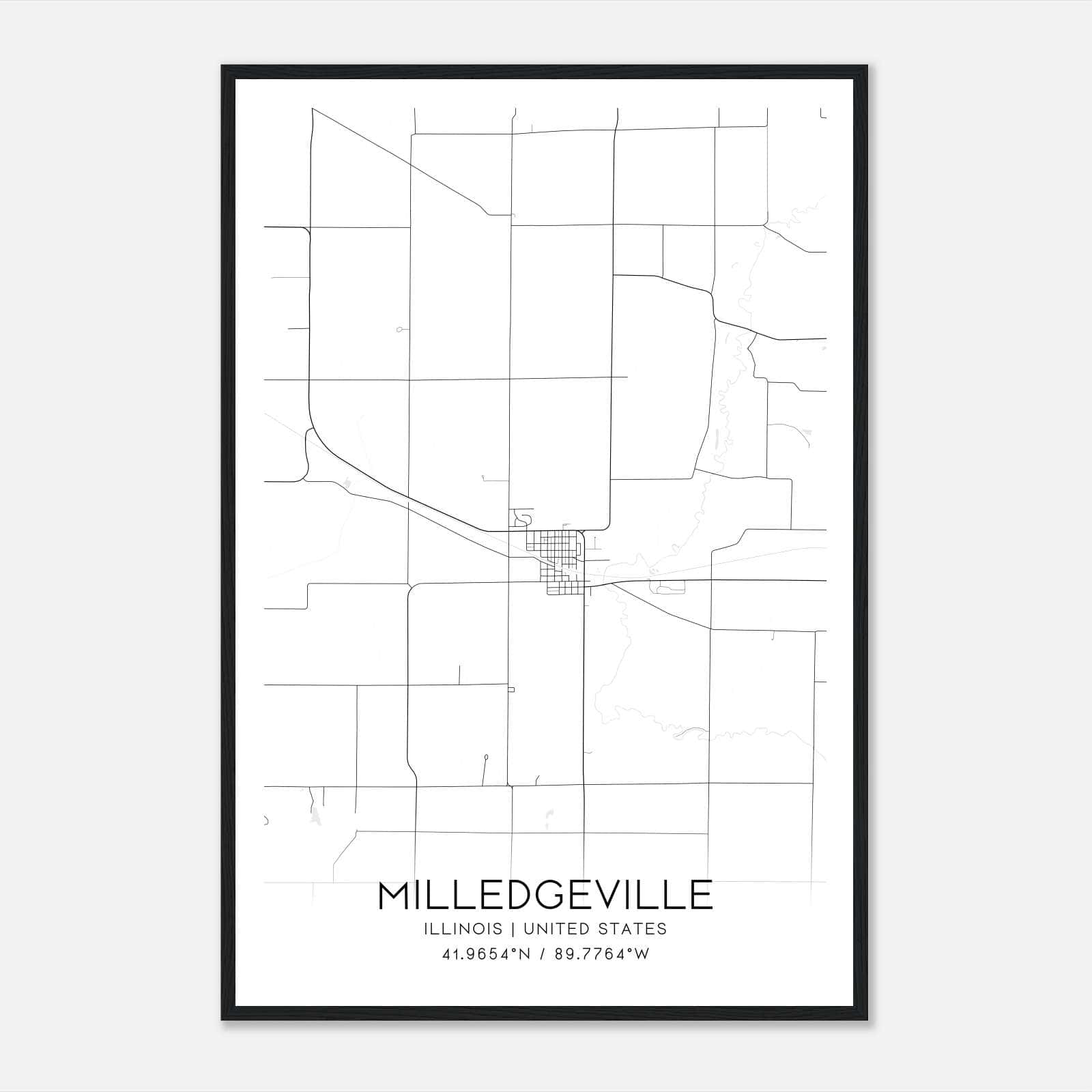 Milledgeville Illinois Map Poster, Modern Home Decor Wall Art Print Milledgeville Illinois Map Poster, Modern Home Decor Wall Art Print