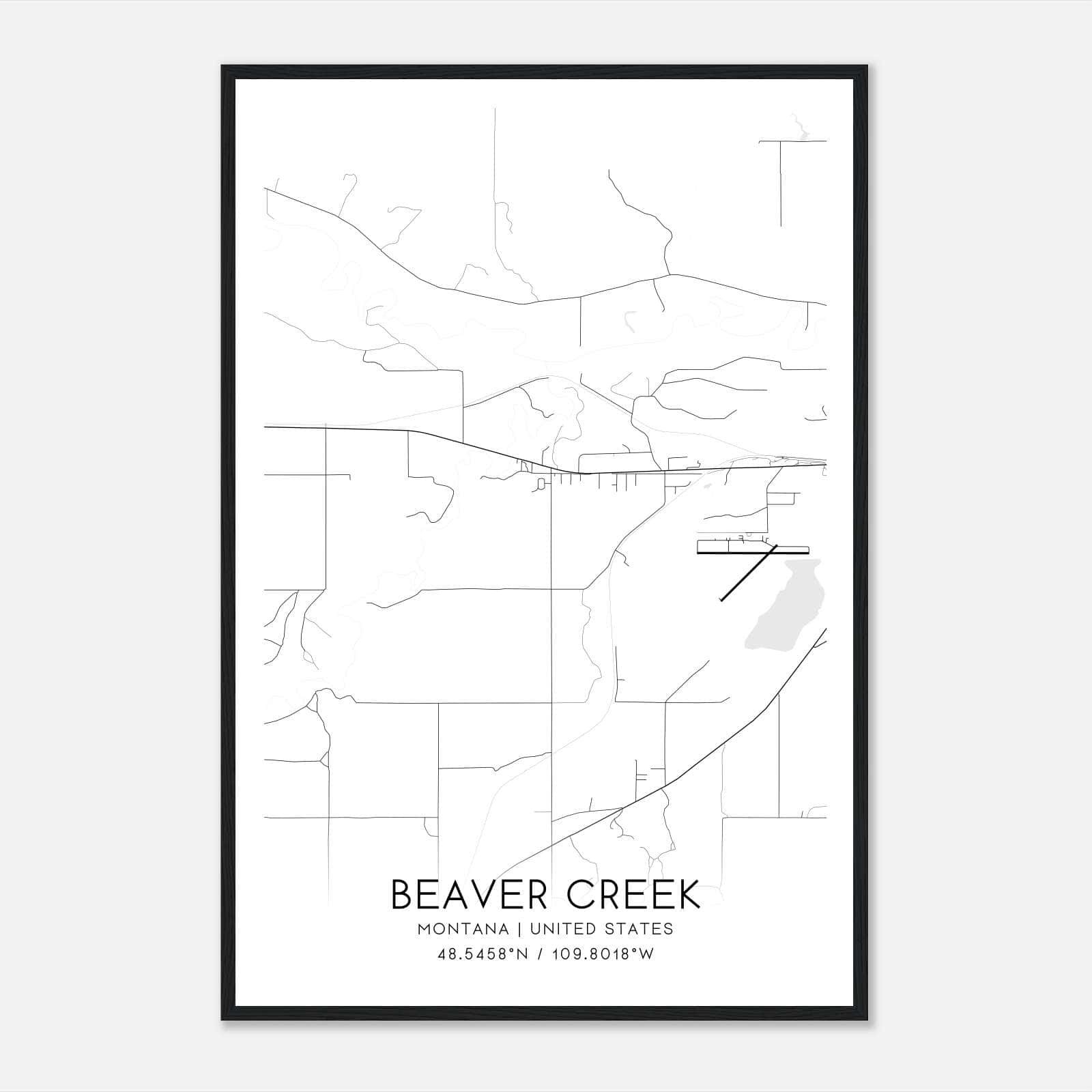 Beaver Creek Montana Map Poster, Modern Home Decor Wall Art Print Beaver Creek Montana Map Poster, Modern Home Decor Wall Art Print
