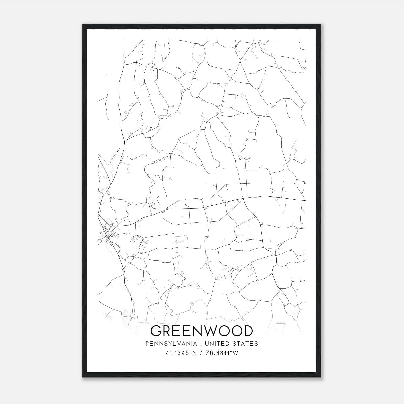 Greenwood Pennsylvania Map Poster, Modern Home Decor Wall Art Print Greenwood Pennsylvania Map Poster, Modern Home Decor Wall Art Print