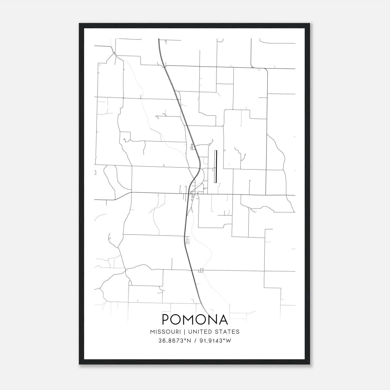 Pomona Missouri Map Poster, Modern Home Decor Wall Art Print Pomona Missouri Map Poster, Modern Home Decor Wall Art Print