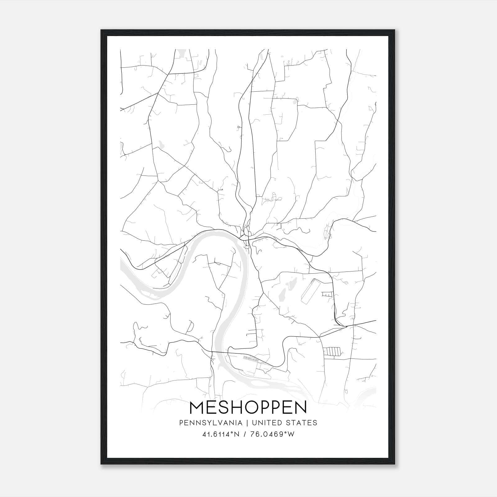 Meshoppen Pennsylvania Map Poster, Modern Home Decor Wall Art Print Meshoppen Pennsylvania Map Poster, Modern Home Decor Wall Art Print