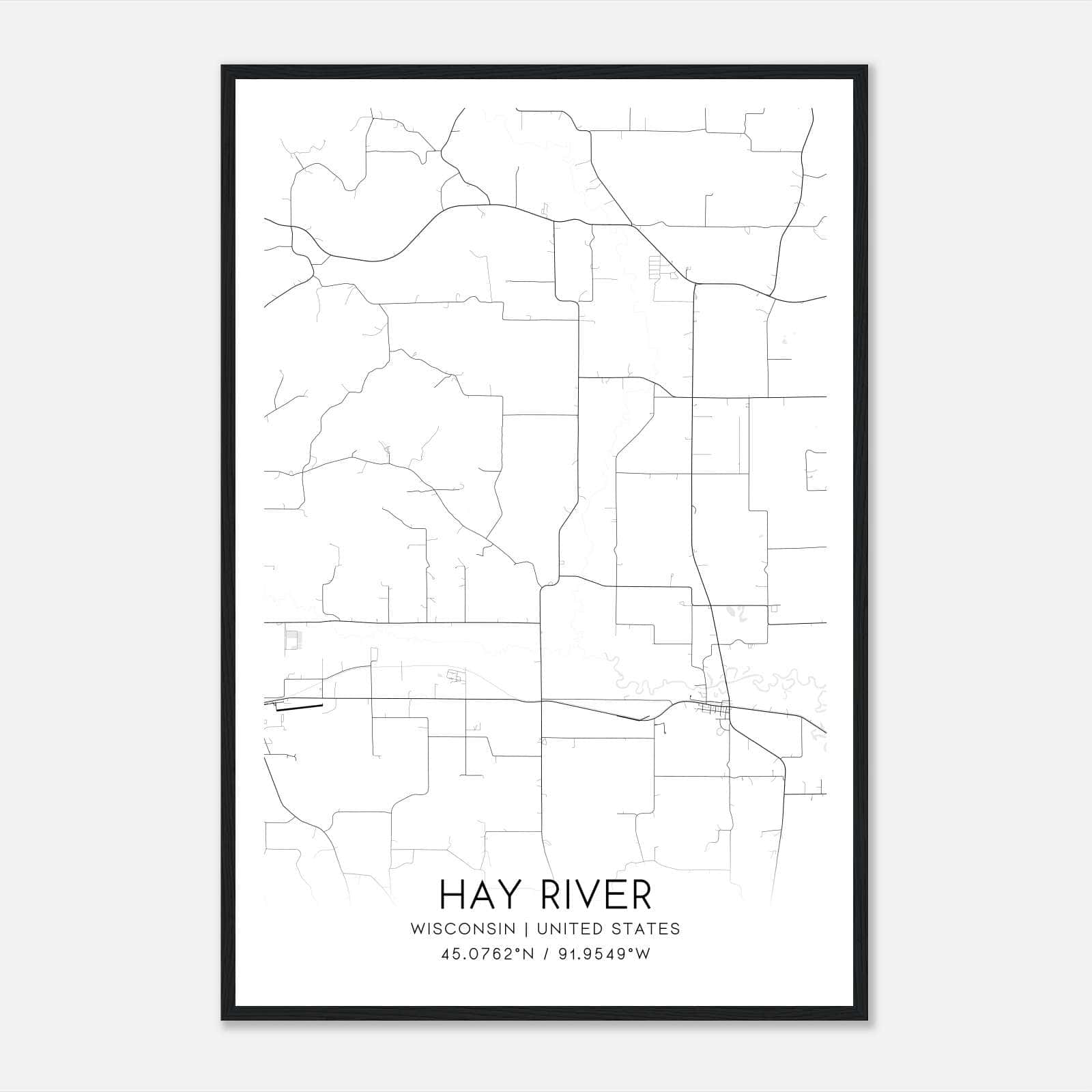 Hay River Wisconsin Map Poster, Modern Home Decor Wall Art Print Hay River Wisconsin Map Poster, Modern Home Decor Wall Art Print