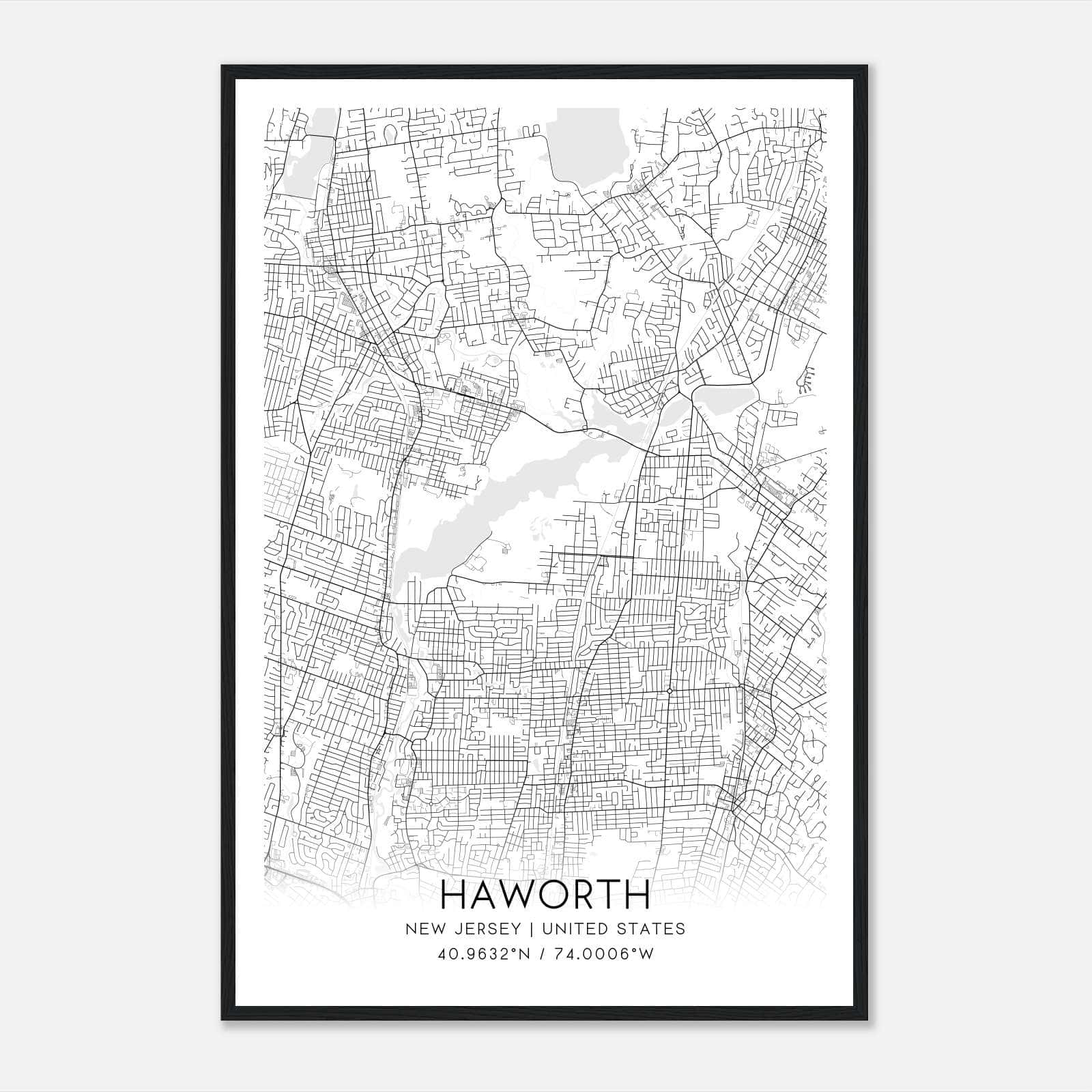 Haworth New Jersey Map Poster, Modern Home Decor Wall Art Print Haworth New Jersey Map Poster, Modern Home Decor Wall Art Print