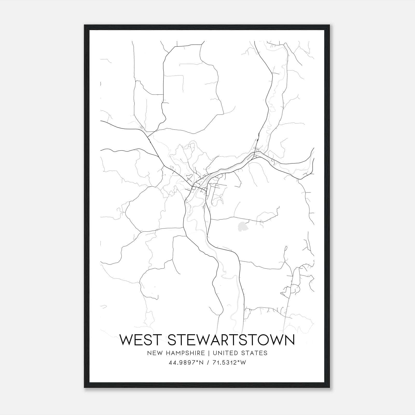 West Stewartstown New Hampshire Map Poster, Modern Home Decor Wall Art Print West Stewartstown New Hampshire Map Poster, Modern Home Decor Wall Art Print