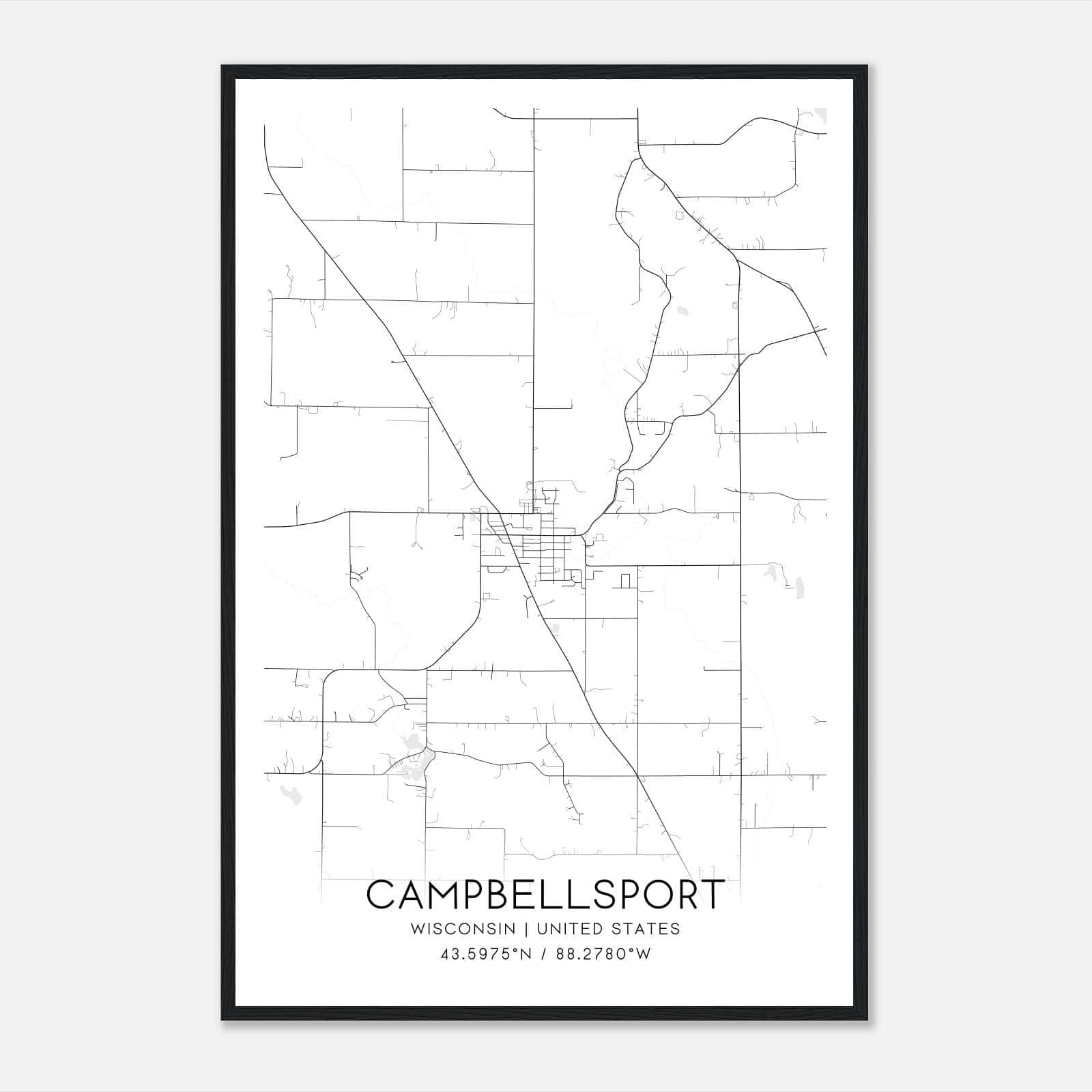 Campbellsport Wisconsin Map Poster, Modern Home Decor Wall Art Print Campbellsport Wisconsin Map Poster, Modern Home Decor Wall Art Print