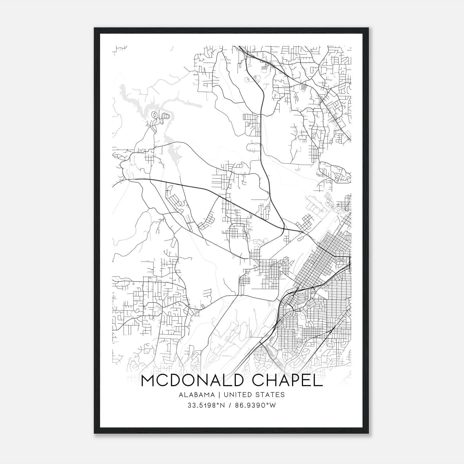 Mcdonald Chapel Alabama Map Poster, Modern Home Decor Wall Art Print Mcdonald Chapel Alabama Map Poster, Modern Home Decor Wall Art Print
