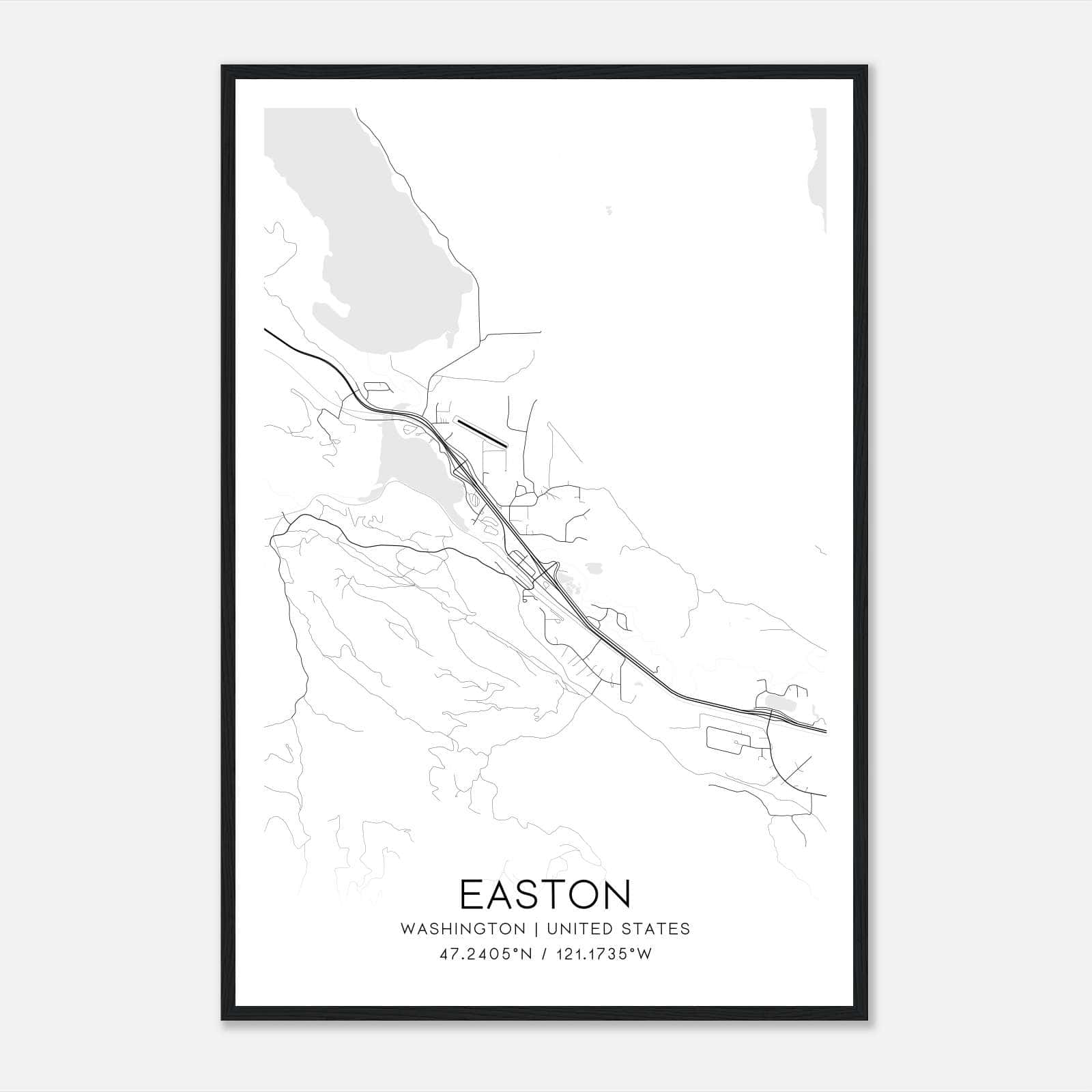 Easton Washington Map Poster, Modern Home Decor Wall Art Print Easton Washington Map Poster, Modern Home Decor Wall Art Print