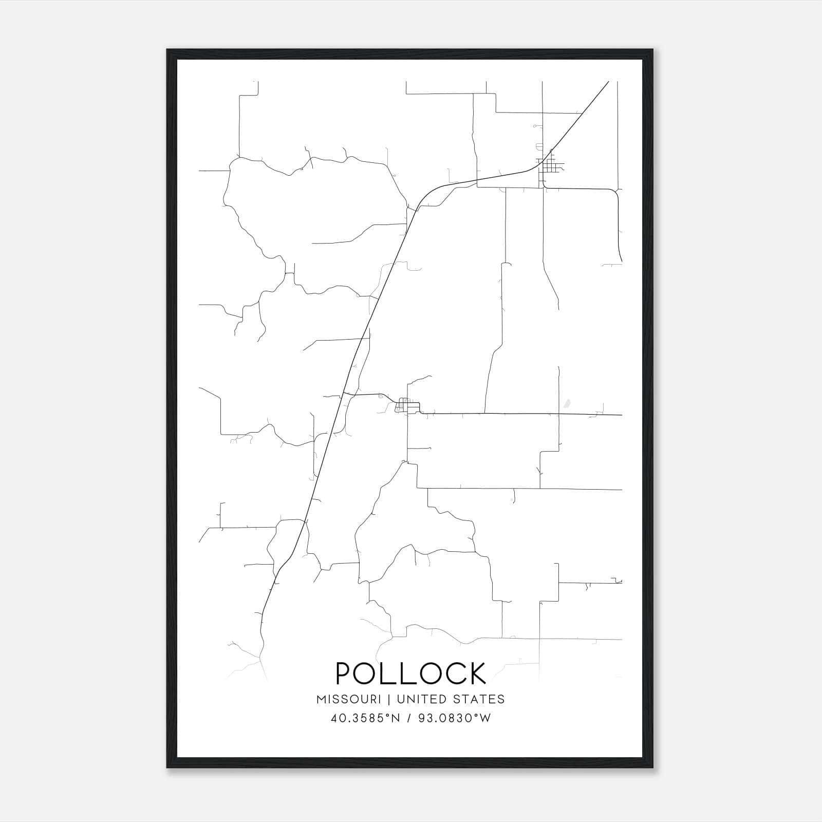 Pollock Missouri Map Poster, Modern Home Decor Wall Art Print Pollock Missouri Map Poster, Modern Home Decor Wall Art Print