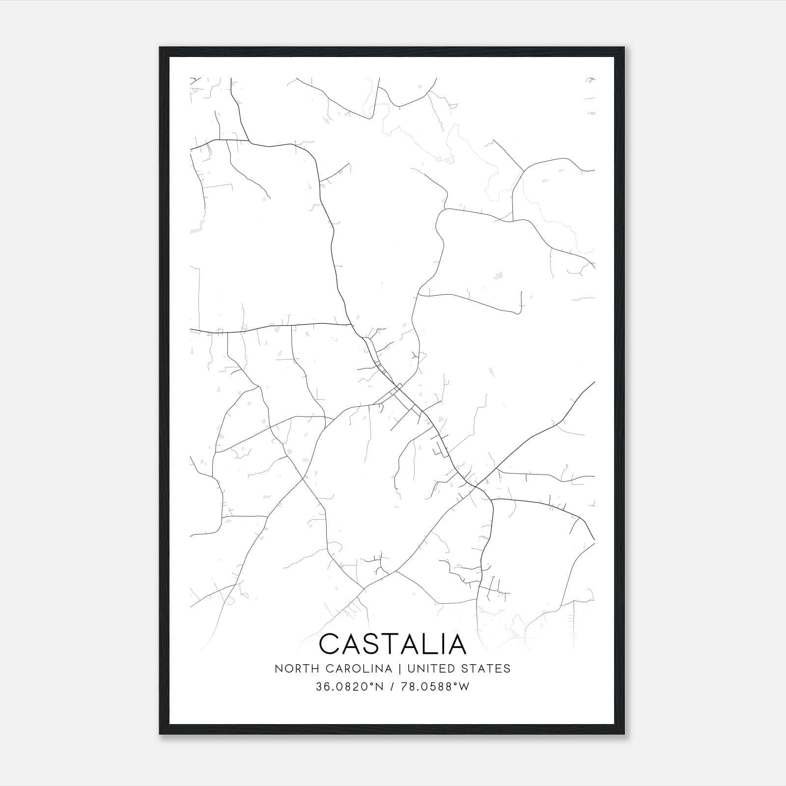 Castalia North Carolina Map Poster, Modern Home Decor Wall Art Print Castalia North Carolina Map Poster, Modern Home Decor Wall Art Print