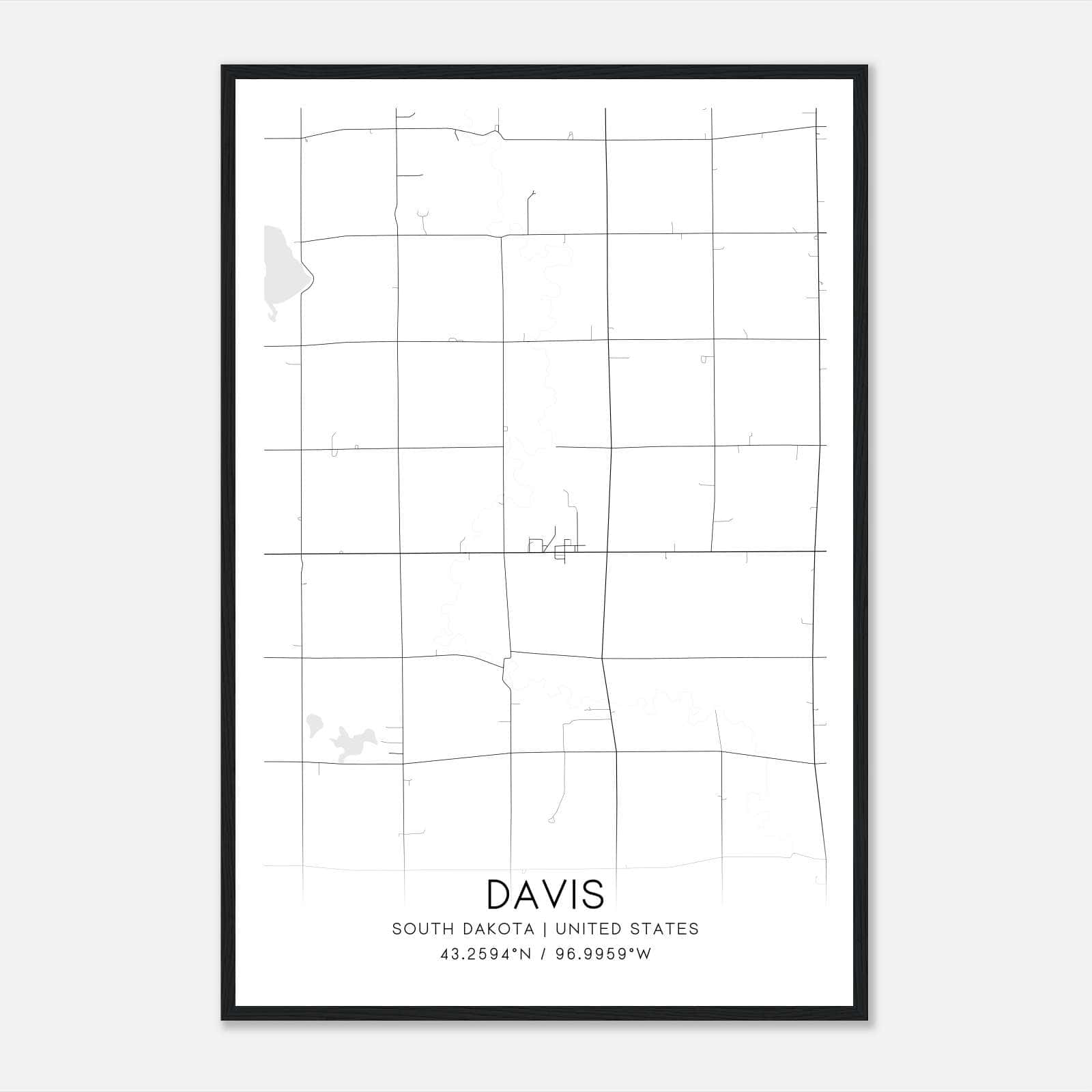 Davis South Dakota Map Poster, Modern Home Decor Wall Art Print Davis South Dakota Map Poster, Modern Home Decor Wall Art Print