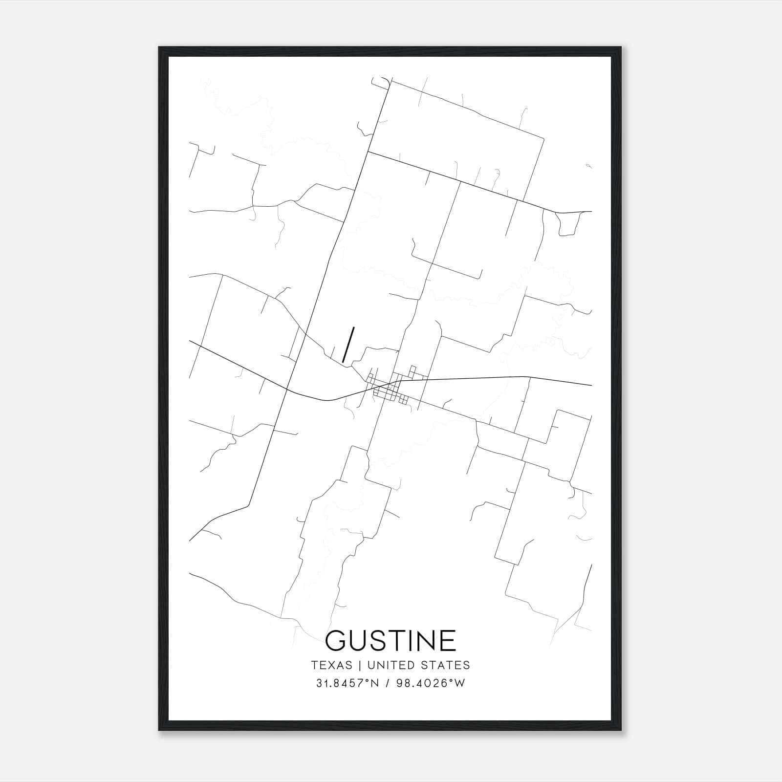 Gustine Texas Map Poster, Modern Home Decor Wall Art Print Gustine Texas Map Poster, Modern Home Decor Wall Art Print