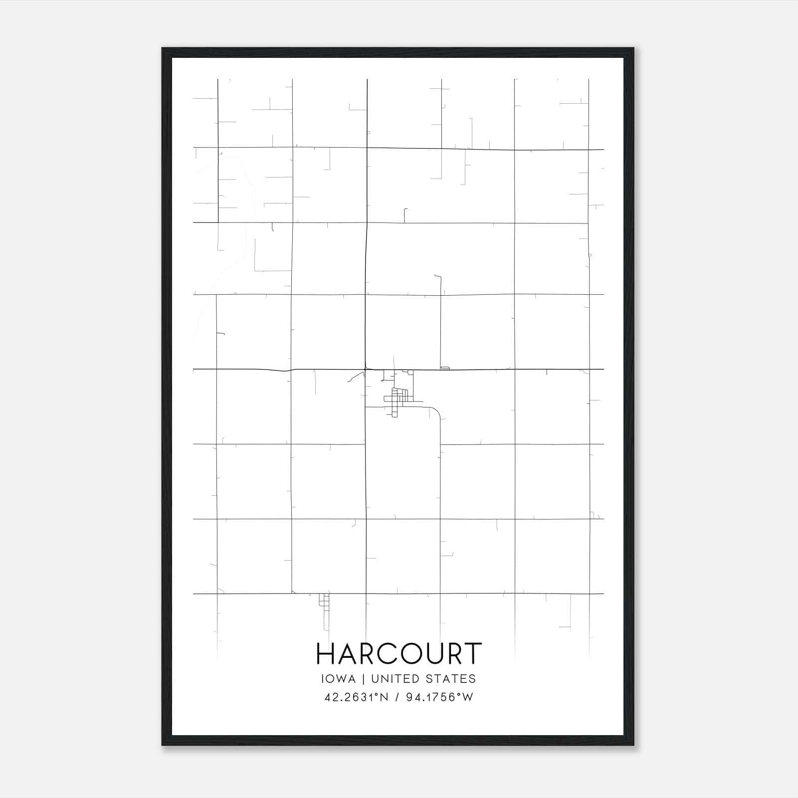 Harcourt Iowa Map Poster, Modern Home Decor Wall Art Print Harcourt Iowa Map Poster, Modern Home Decor Wall Art Print