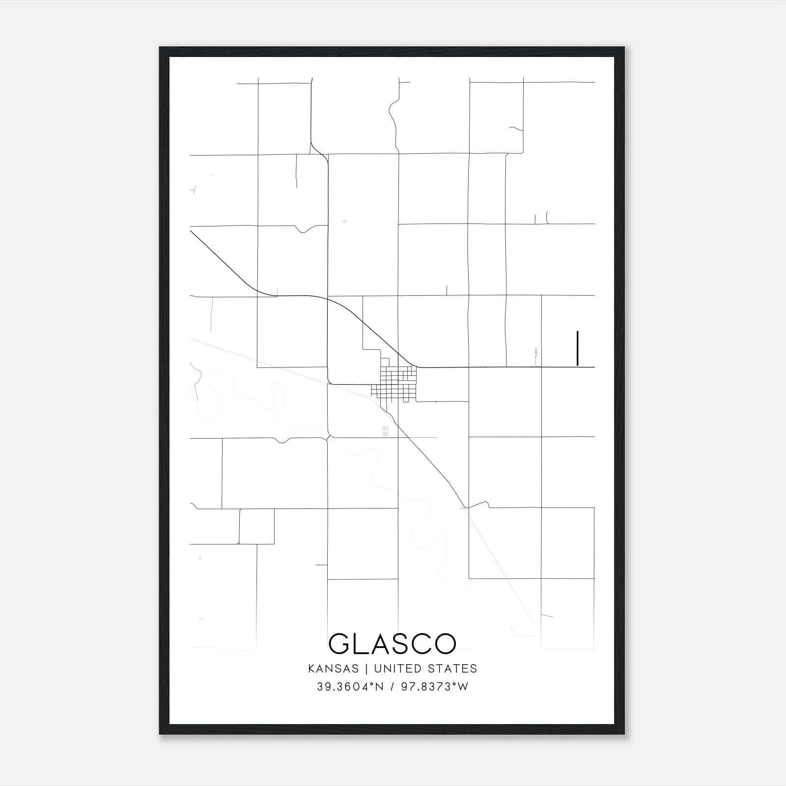 Glasco Kansas Map Poster, Modern Home Decor Wall Art Print Glasco Kansas Map Poster, Modern Home Decor Wall Art Print