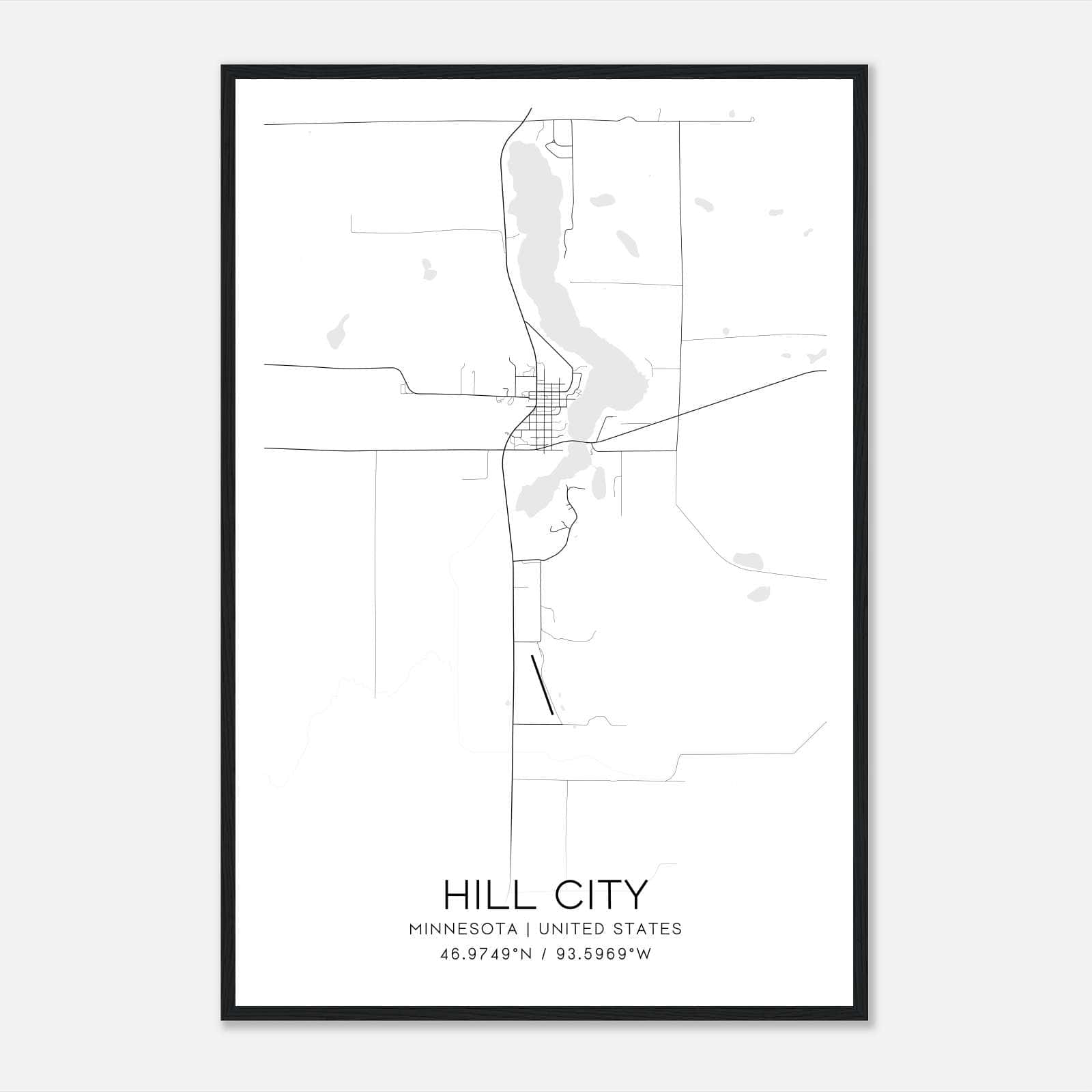 Hill City Minnesota Map Poster, Modern Home Decor Wall Art Print Hill City Minnesota Map Poster, Modern Home Decor Wall Art Print