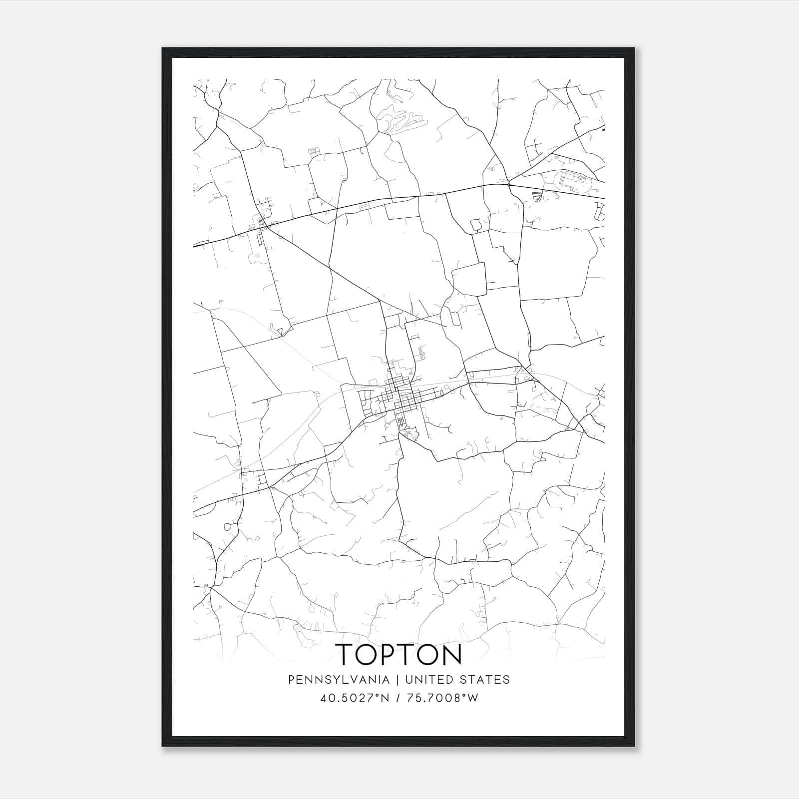 Topton Pennsylvania Map Poster, Modern Home Decor Wall Art Print Topton Pennsylvania Map Poster, Modern Home Decor Wall Art Print