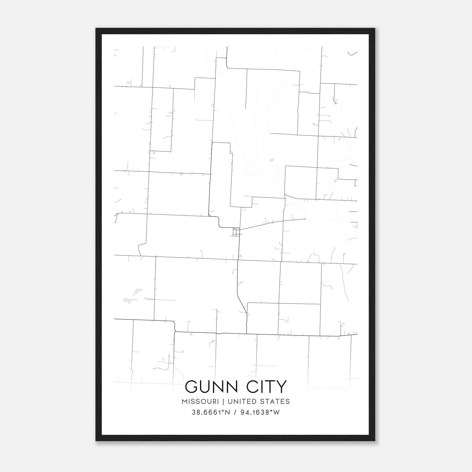 Gunn City Missouri Map Poster, Modern Home Decor Wall Art Print Gunn City Missouri Map Poster, Modern Home Decor Wall Art Print