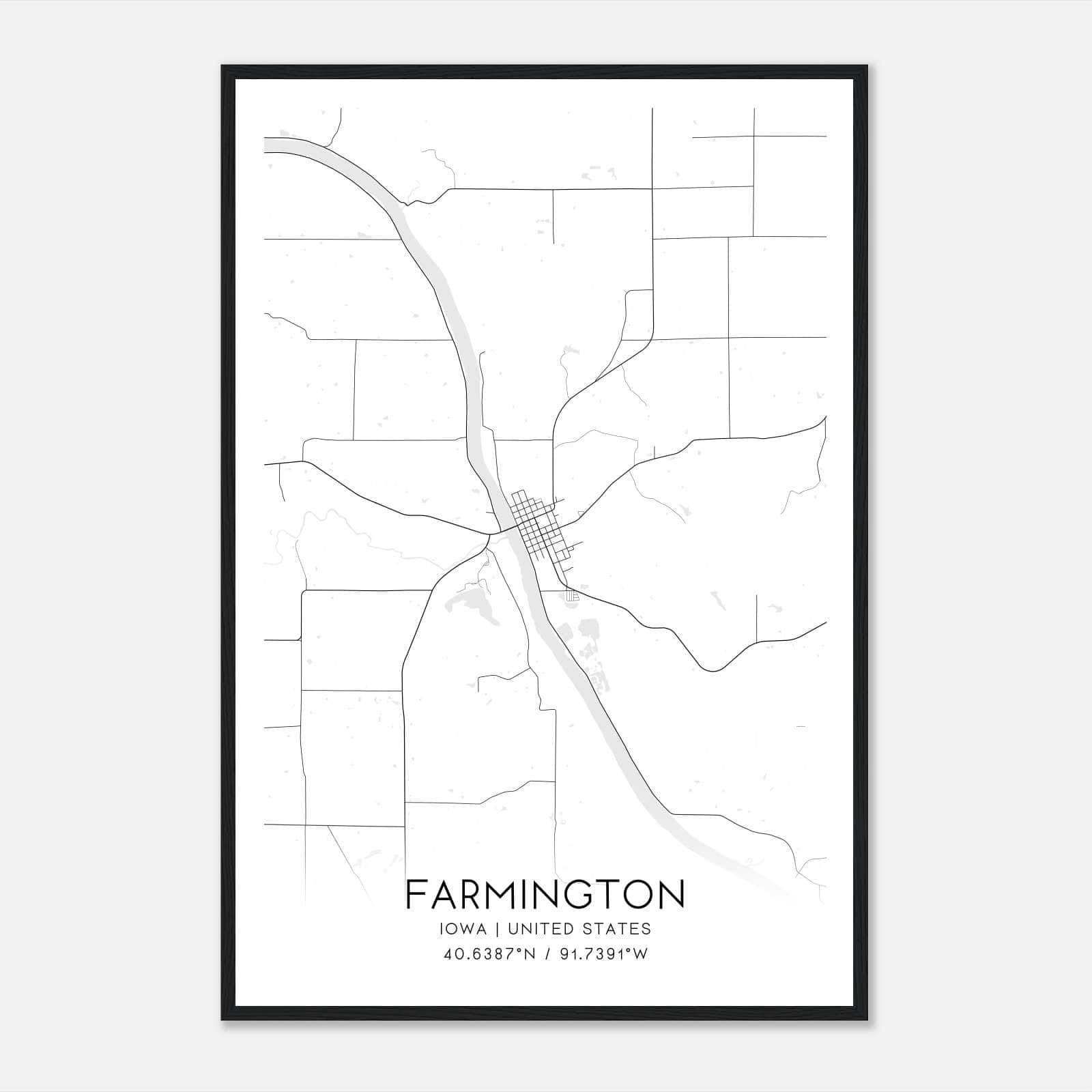 Farmington Iowa Map Poster, Modern Home Decor Wall Art Print Farmington Iowa Map Poster, Modern Home Decor Wall Art Print