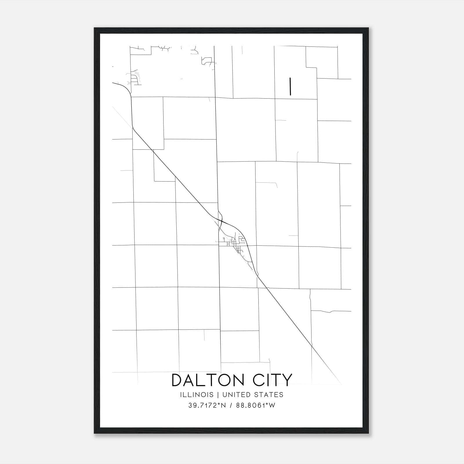Dalton City Illinois Map Poster, Modern Home Decor Wall Art Print Dalton City Illinois Map Poster, Modern Home Decor Wall Art Print