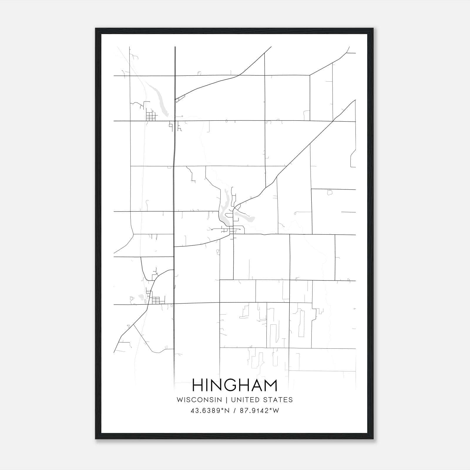 Hingham Wisconsin Map Poster, Modern Home Decor Wall Art Print Hingham Wisconsin Map Poster, Modern Home Decor Wall Art Print