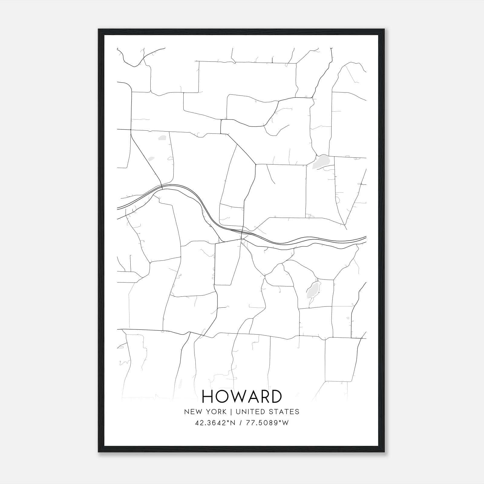 Howard New York Map Poster, Modern Home Decor Wall Art Print Howard New York Map Poster, Modern Home Decor Wall Art Print