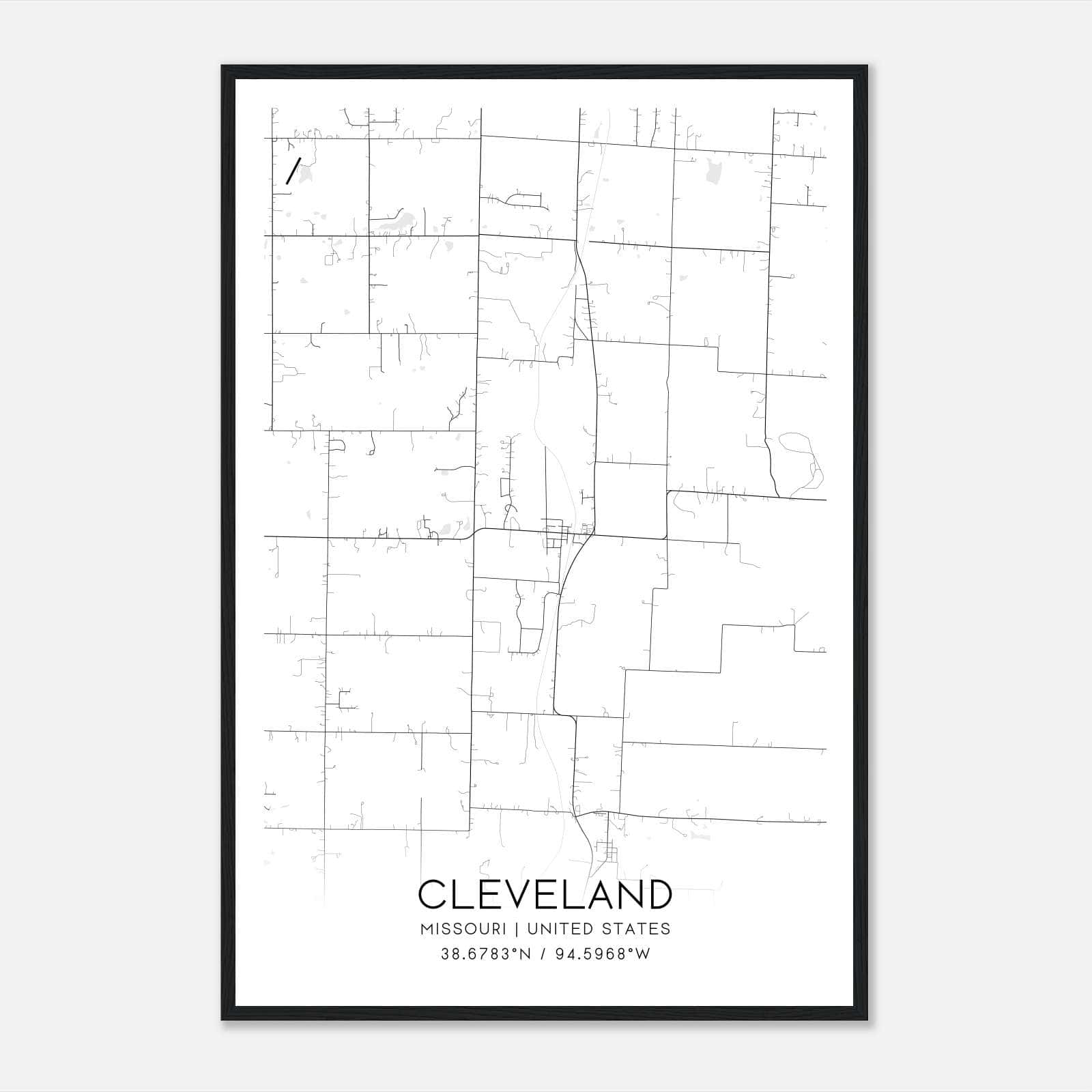 Cleveland Missouri Map Poster, Modern Home Decor Wall Art Print Cleveland Missouri Map Poster, Modern Home Decor Wall Art Print