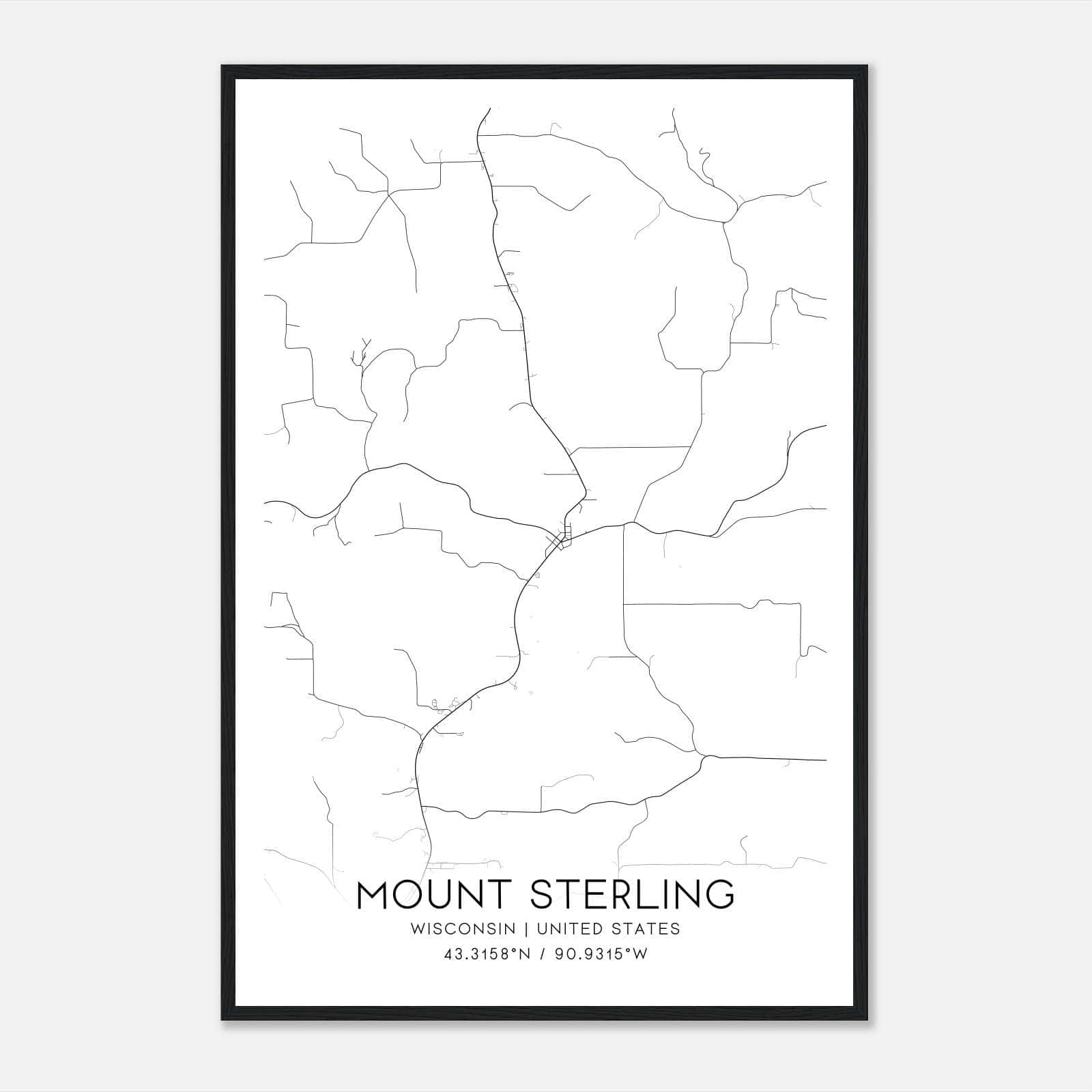 Mount Sterling Wisconsin Map Poster, Modern Home Decor Wall Art Print Mount Sterling Wisconsin Map Poster, Modern Home Decor Wall Art Print
