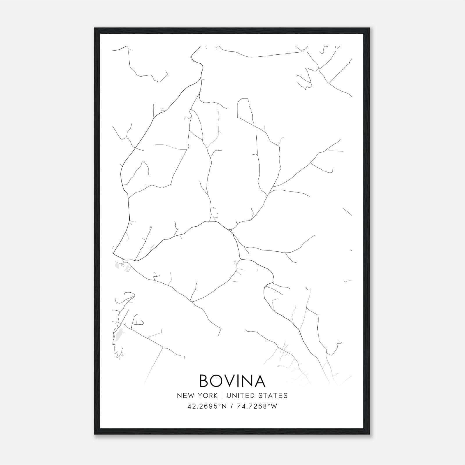 Bovina New York Map Poster, Modern Home Decor Wall Art Print Bovina New York Map Poster, Modern Home Decor Wall Art Print