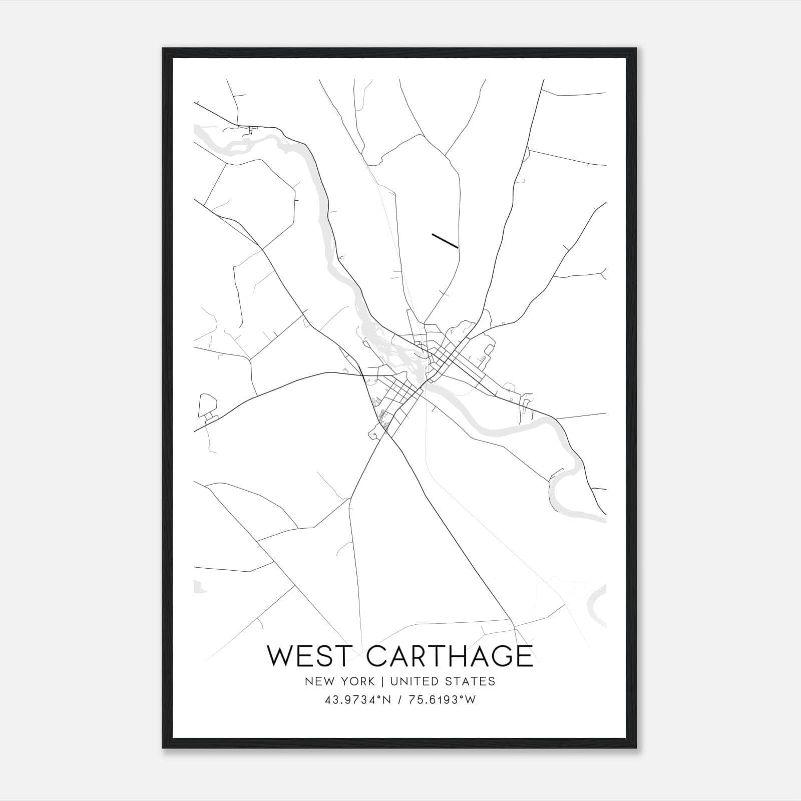 West Carthage New York Map Poster, Modern Home Decor Wall Art Print West Carthage New York Map Poster, Modern Home Decor Wall Art Print