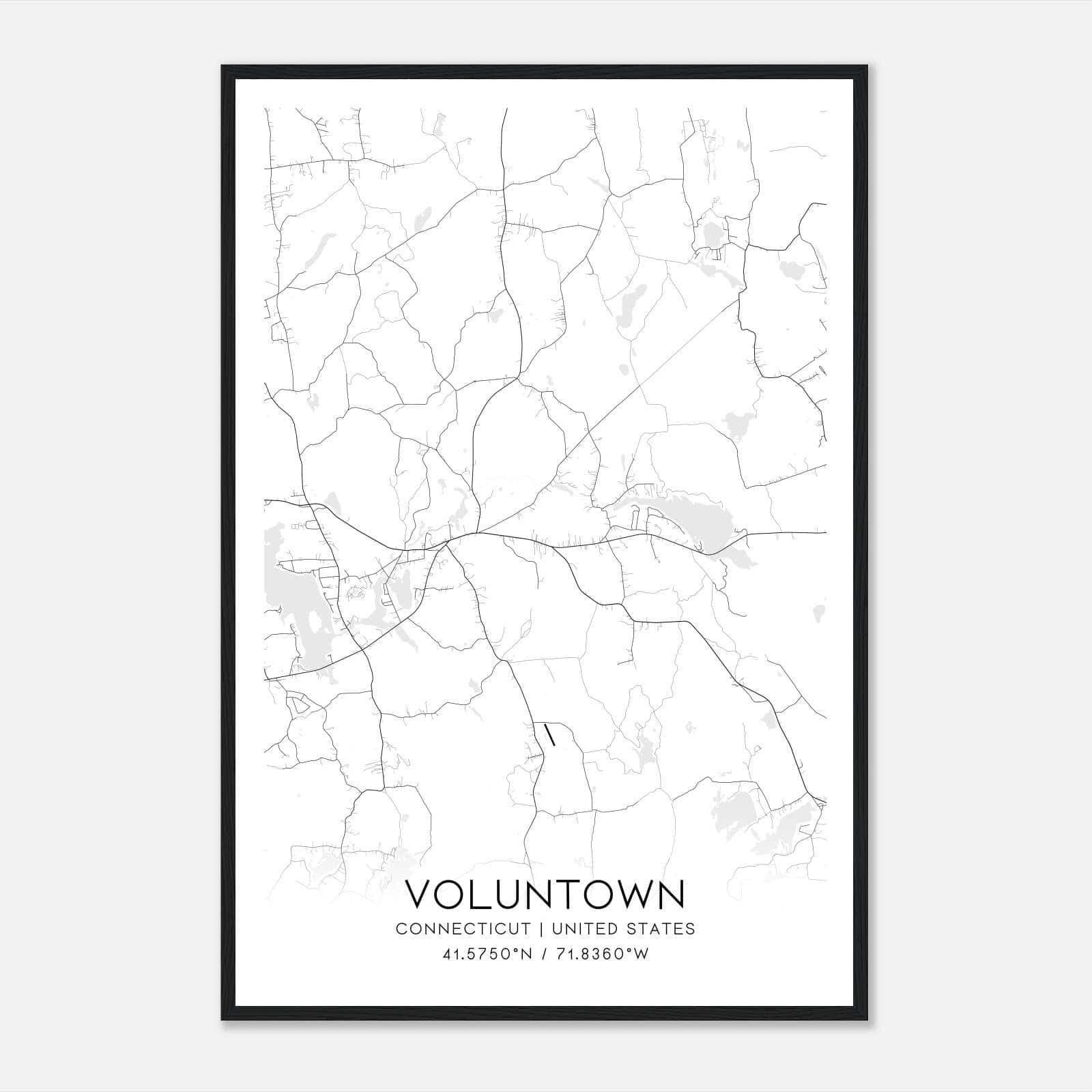 Voluntown Connecticut Map Poster, Modern Home Decor Wall Art Print Voluntown Connecticut Map Poster, Modern Home Decor Wall Art Print