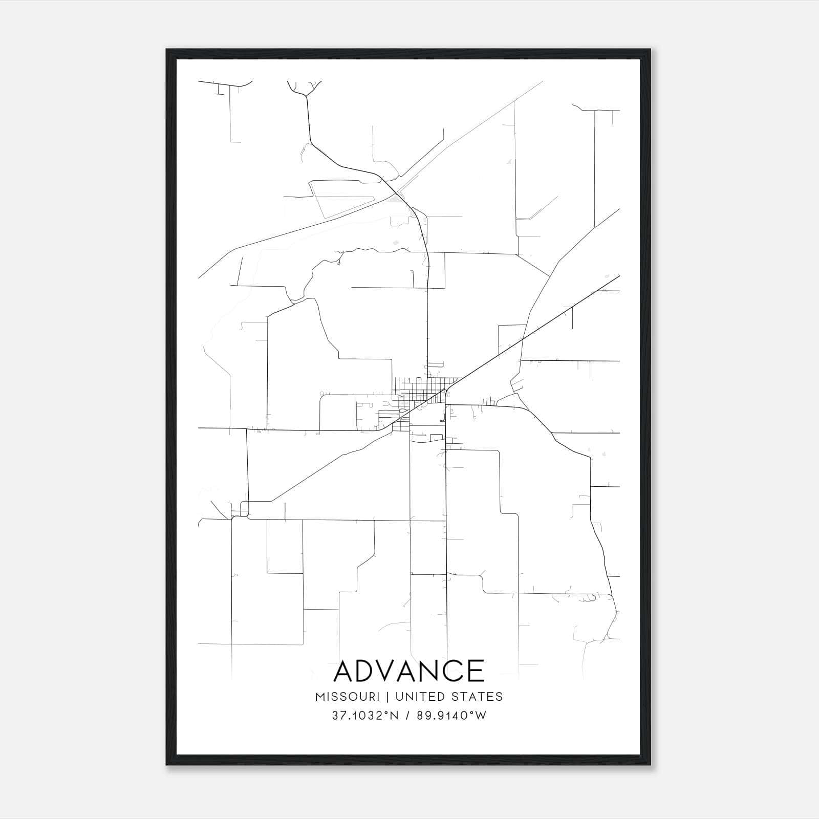 Advance Missouri Map Poster, Modern Home Decor Wall Art Print Advance Missouri Map Poster, Modern Home Decor Wall Art Print