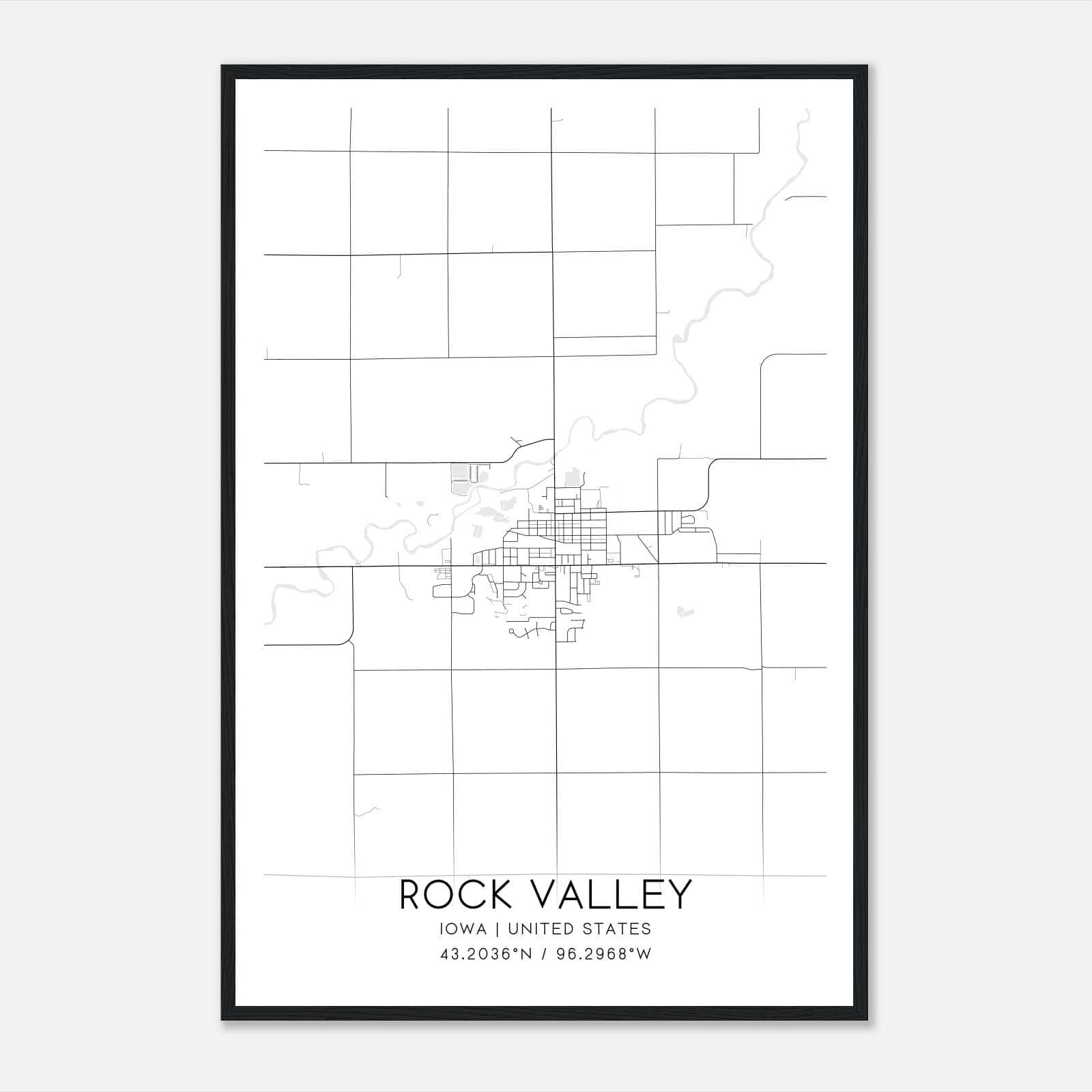 Rock Valley Iowa Map Poster, Modern Home Decor Wall Art Print Rock Valley Iowa Map Poster, Modern Home Decor Wall Art Print