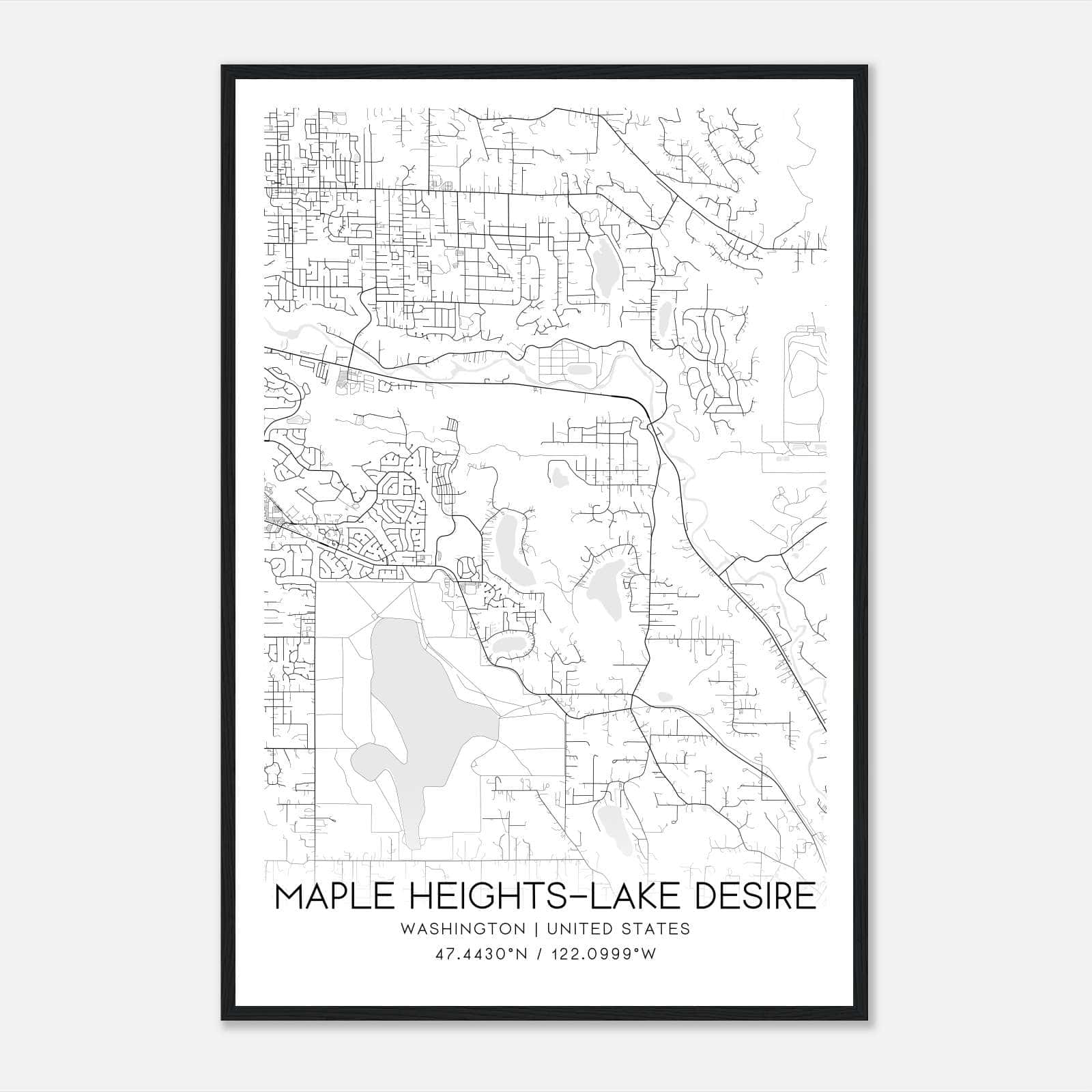 Maple Heights-Lake Desire Washington Map Poster, Modern Home Decor Wall Art Print Maple Heights-Lake Desire Washington Map Poster, Modern Home Decor Wall Art Print