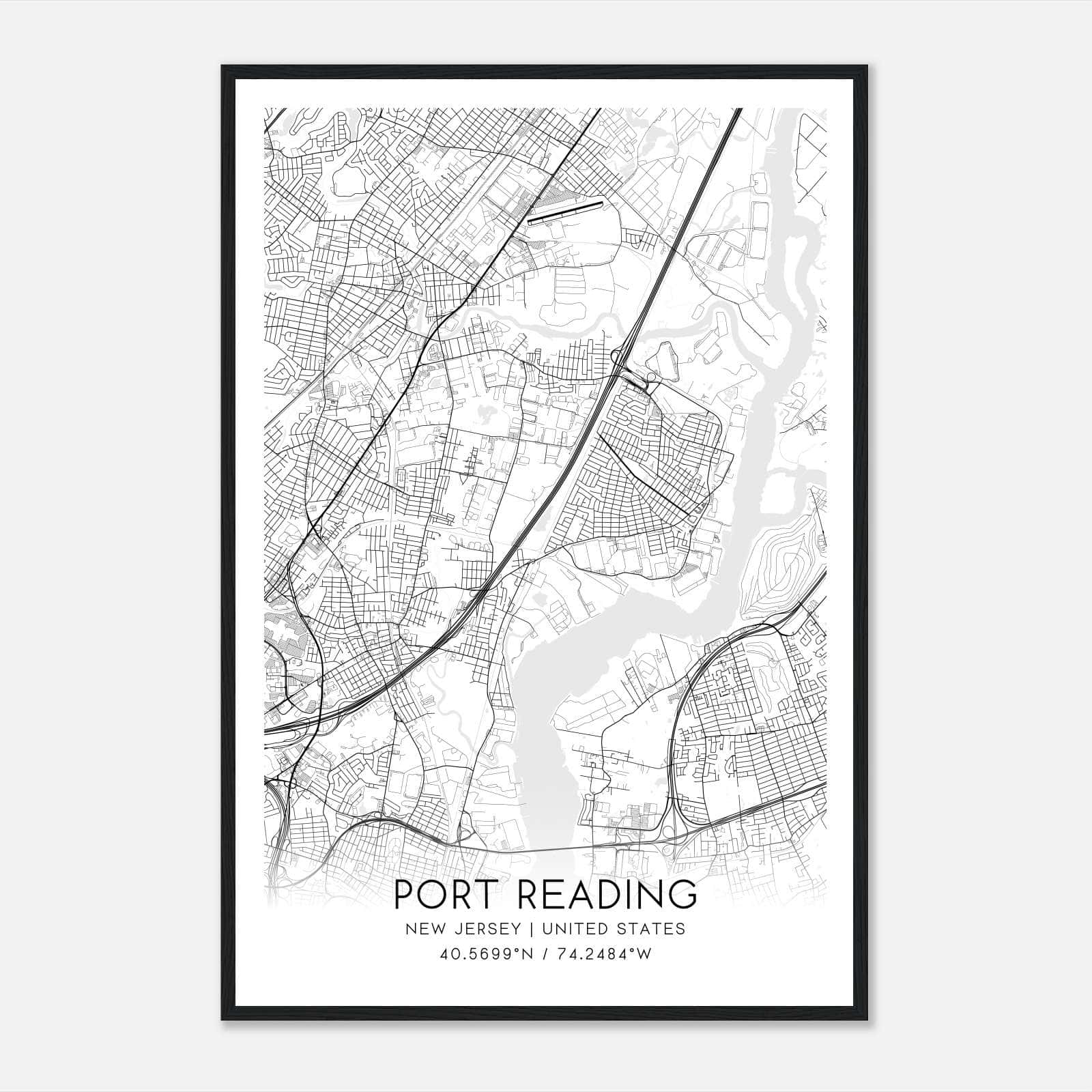 Port Reading New Jersey Map Poster, Modern Home Decor Wall Art Print Port Reading New Jersey Map Poster, Modern Home Decor Wall Art Print
