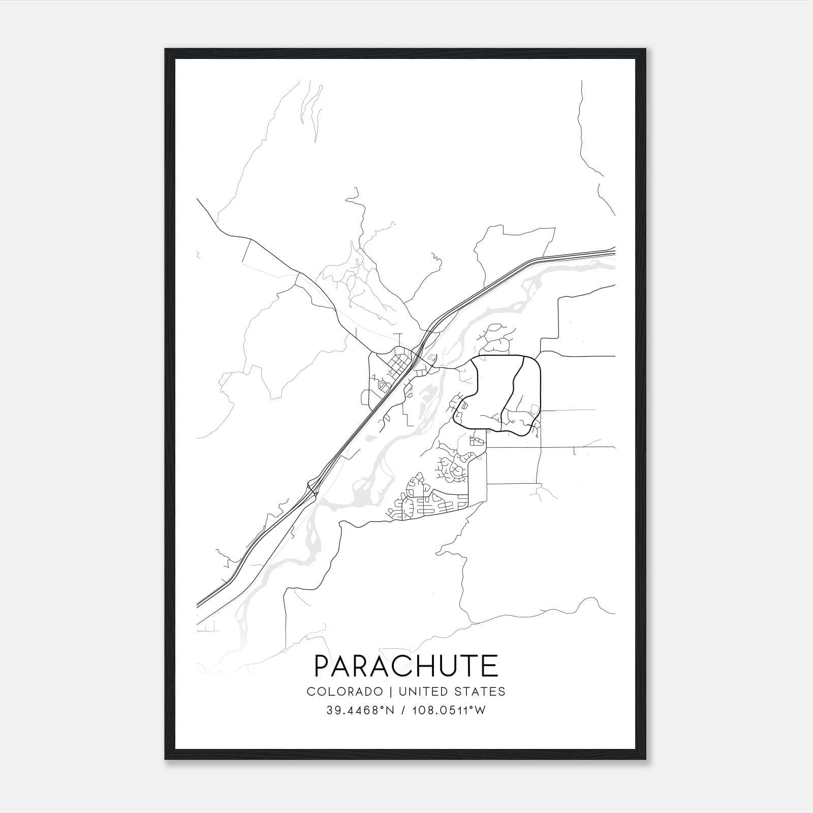 Parachute Colorado Map Poster, Modern Home Decor Wall Art Print Parachute Colorado Map Poster, Modern Home Decor Wall Art Print