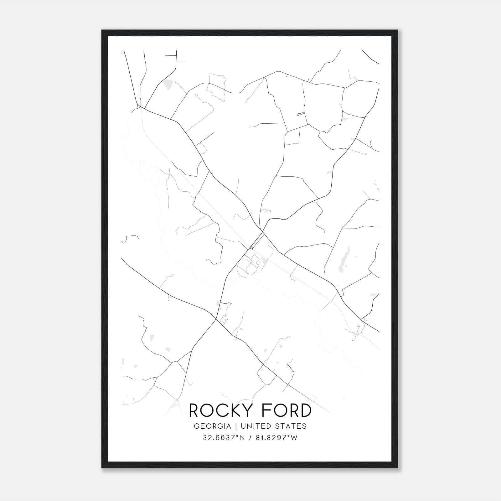 Rocky Ford Georgia Map Poster, Modern Home Decor Wall Art Print Rocky Ford Georgia Map Poster, Modern Home Decor Wall Art Print