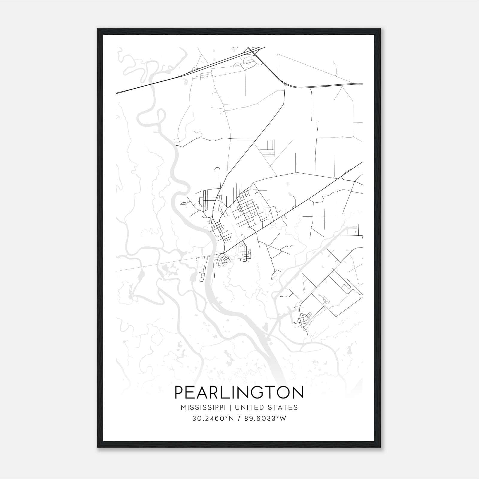 Pearlington Mississippi Map Poster, Modern Home Decor Wall Art Print Pearlington Mississippi Map Poster, Modern Home Decor Wall Art Print